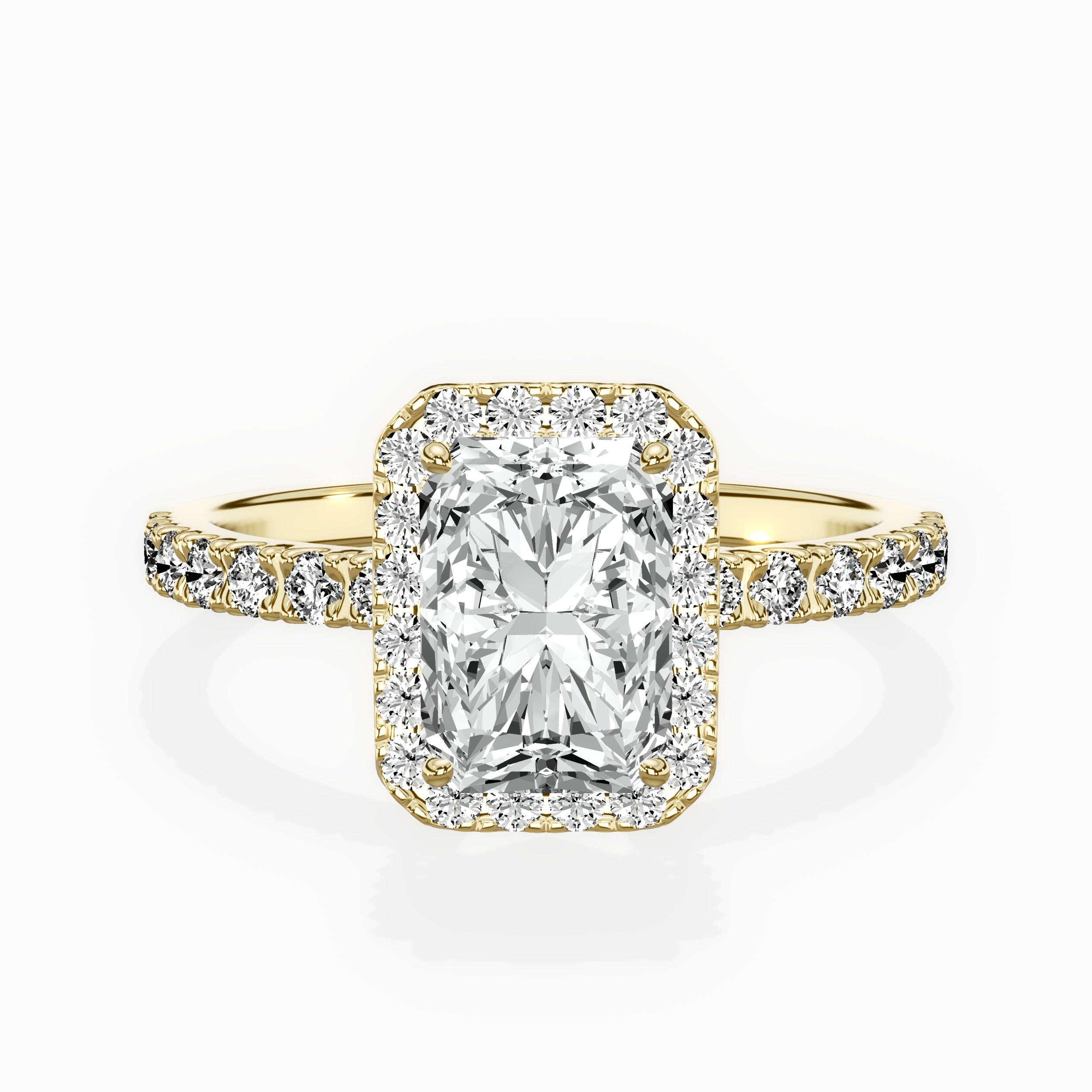 Traditional Halo Pave Engagement Ring