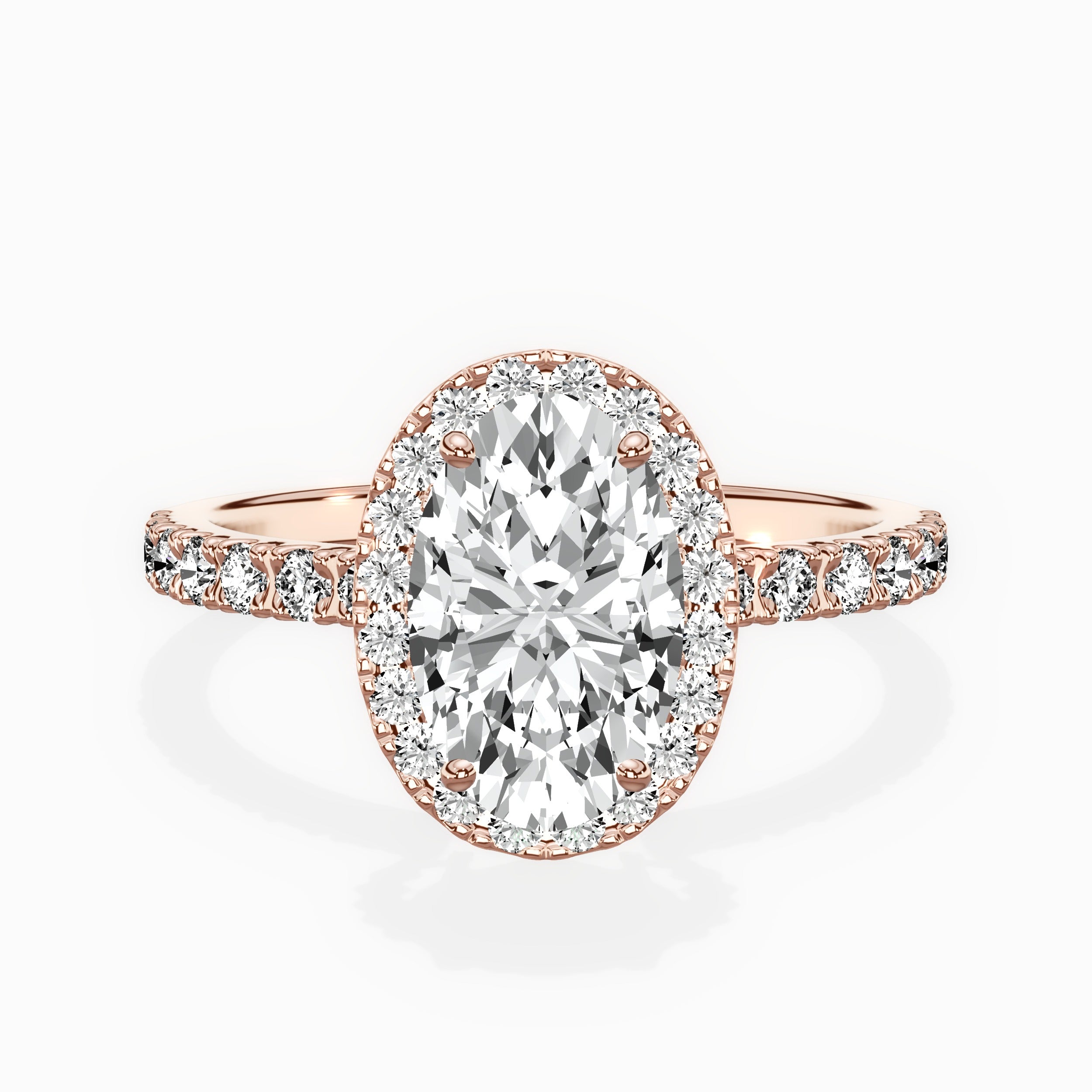 Traditional Halo Pave Engagement Ring