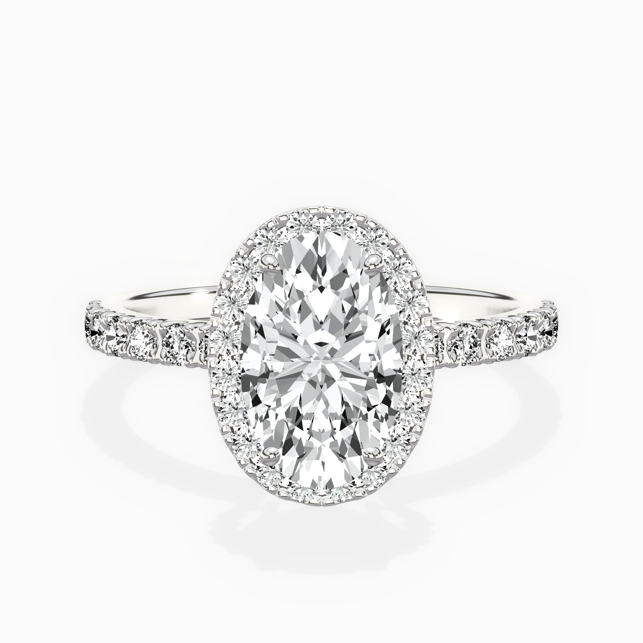 Traditional Halo Pave Engagement Ring