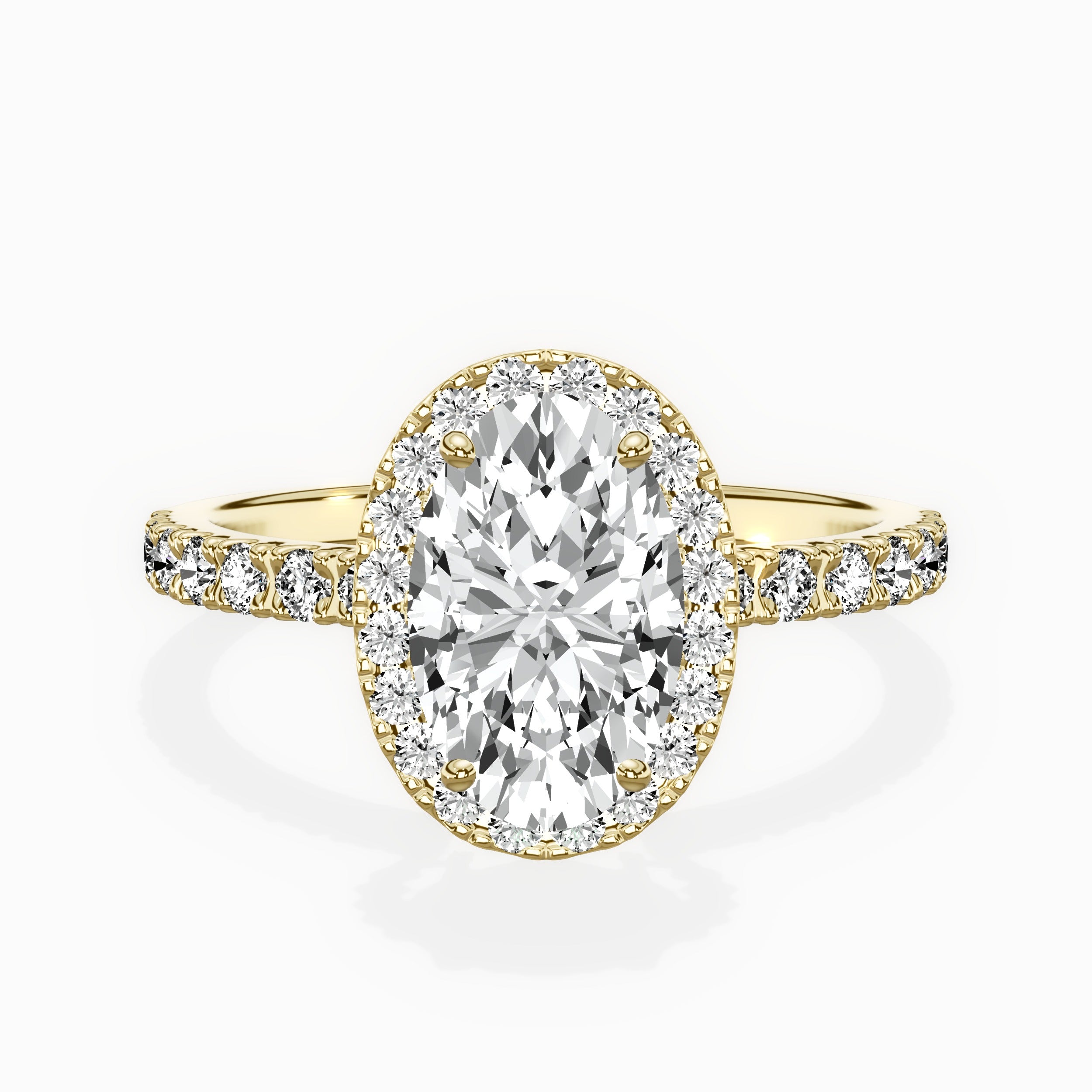 Traditional Halo Pave Engagement Ring