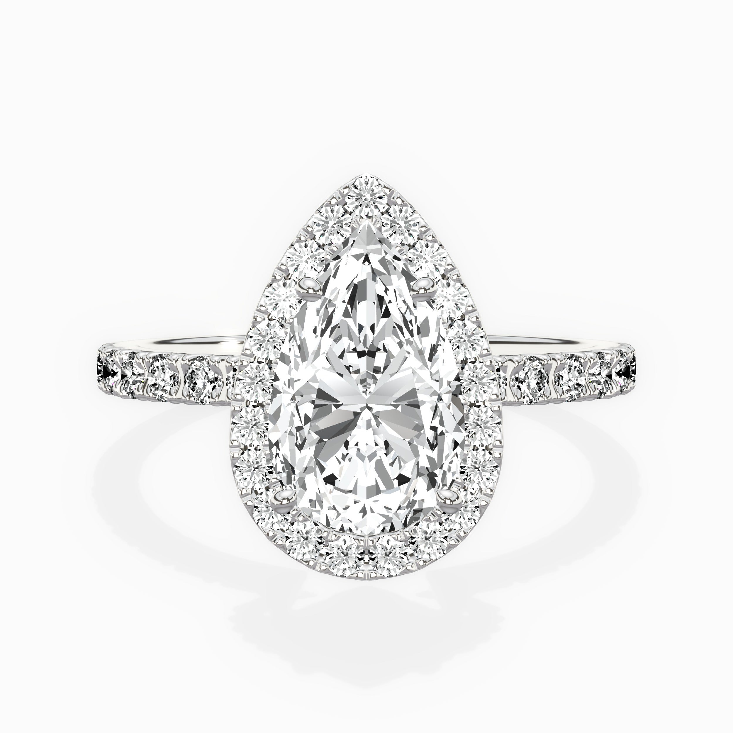 Traditional Halo Pave Engagement Ring