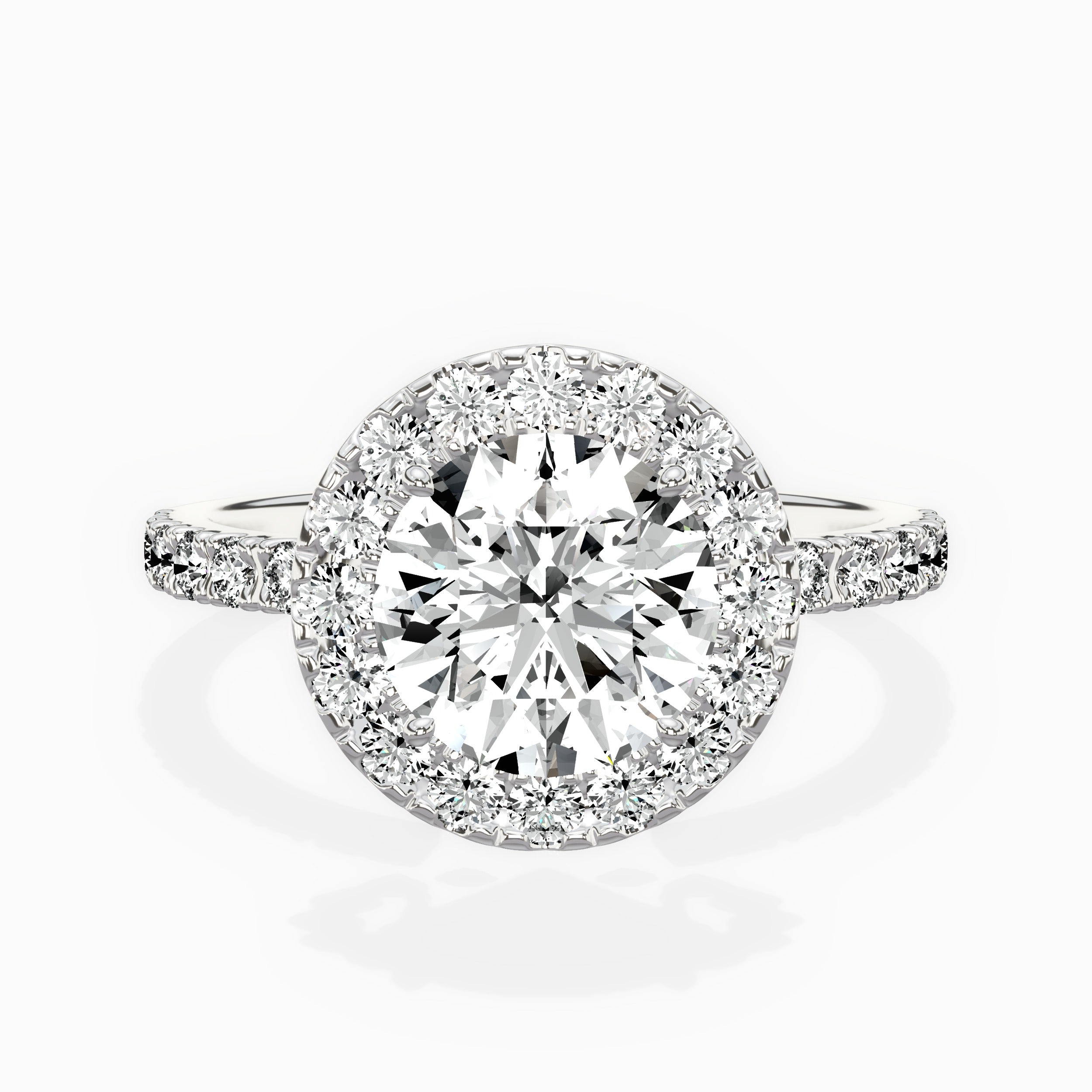 Traditional Halo Pave Engagement Ring