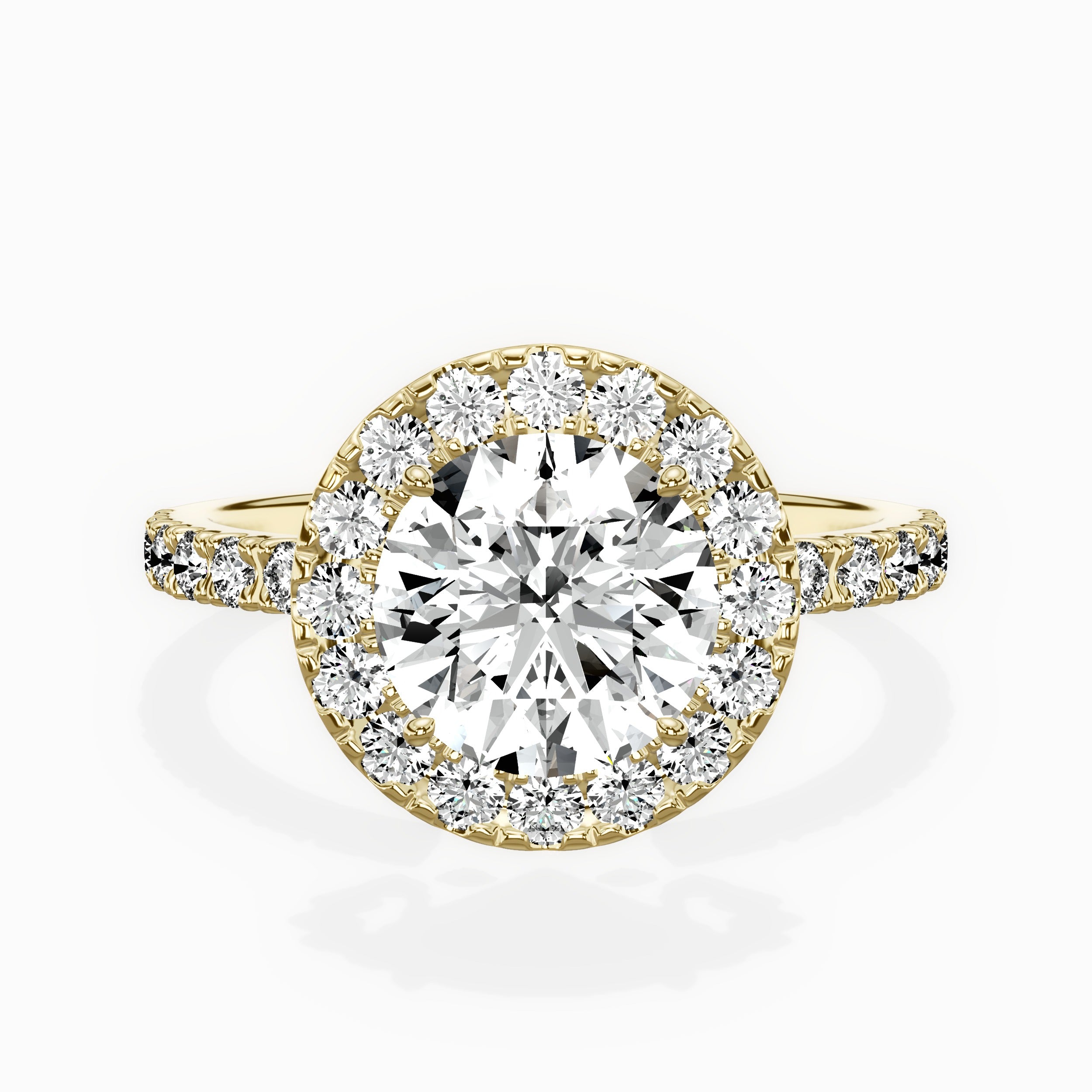 Traditional Halo Pave Engagement Ring