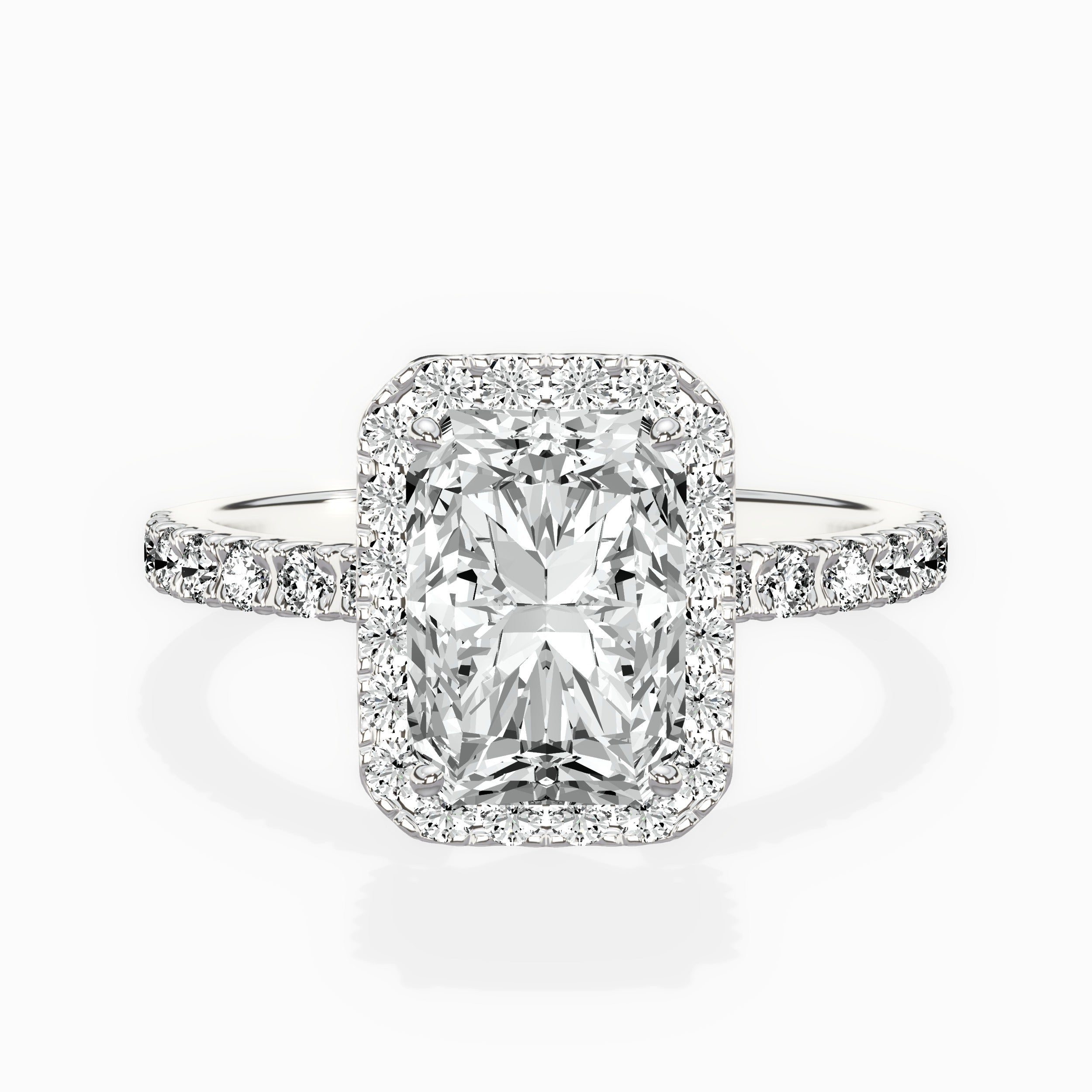 Traditional Halo Pave Engagement Ring