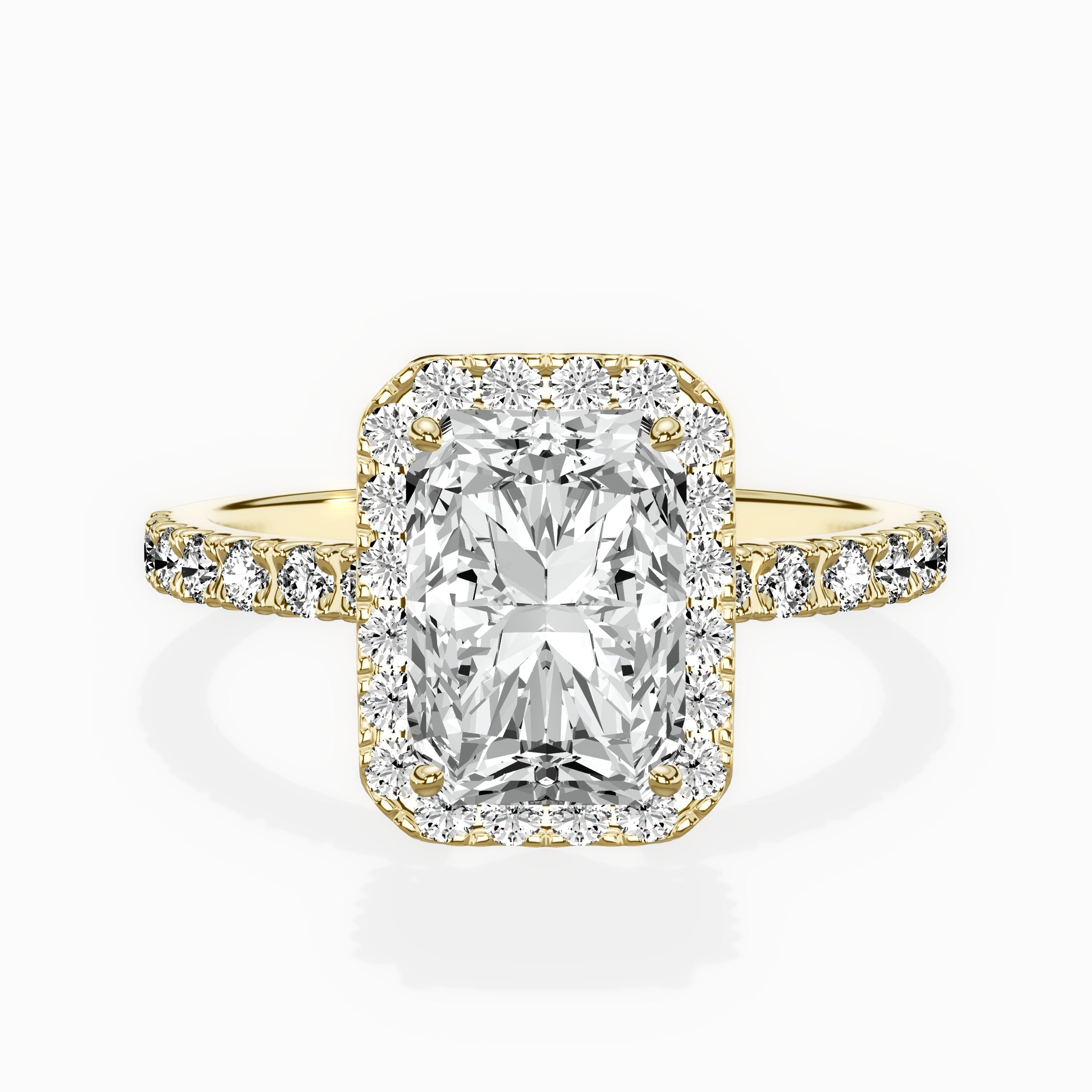 Traditional Halo Pave Engagement Ring