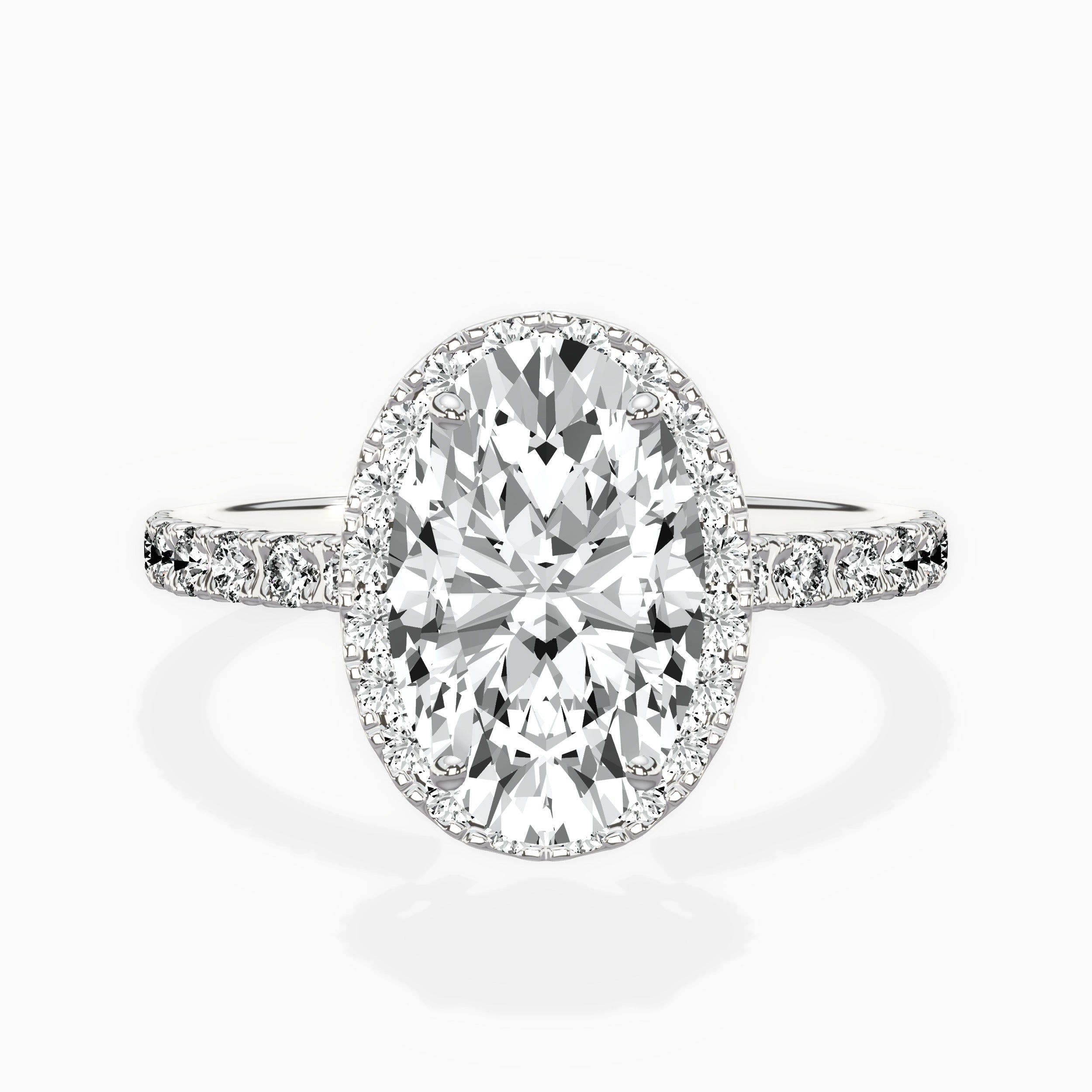 Traditional Halo Pave Engagement Ring