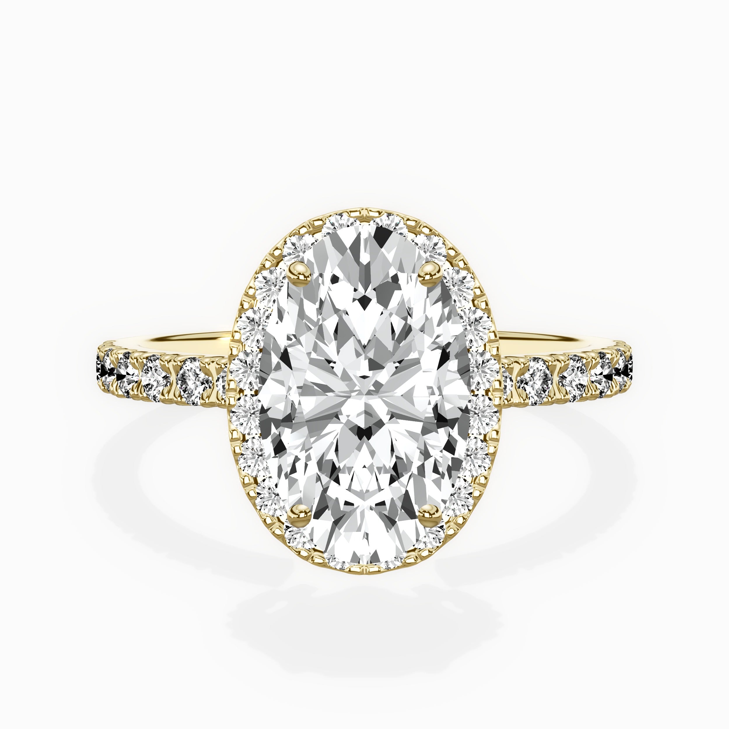 Traditional Halo Pave Engagement Ring