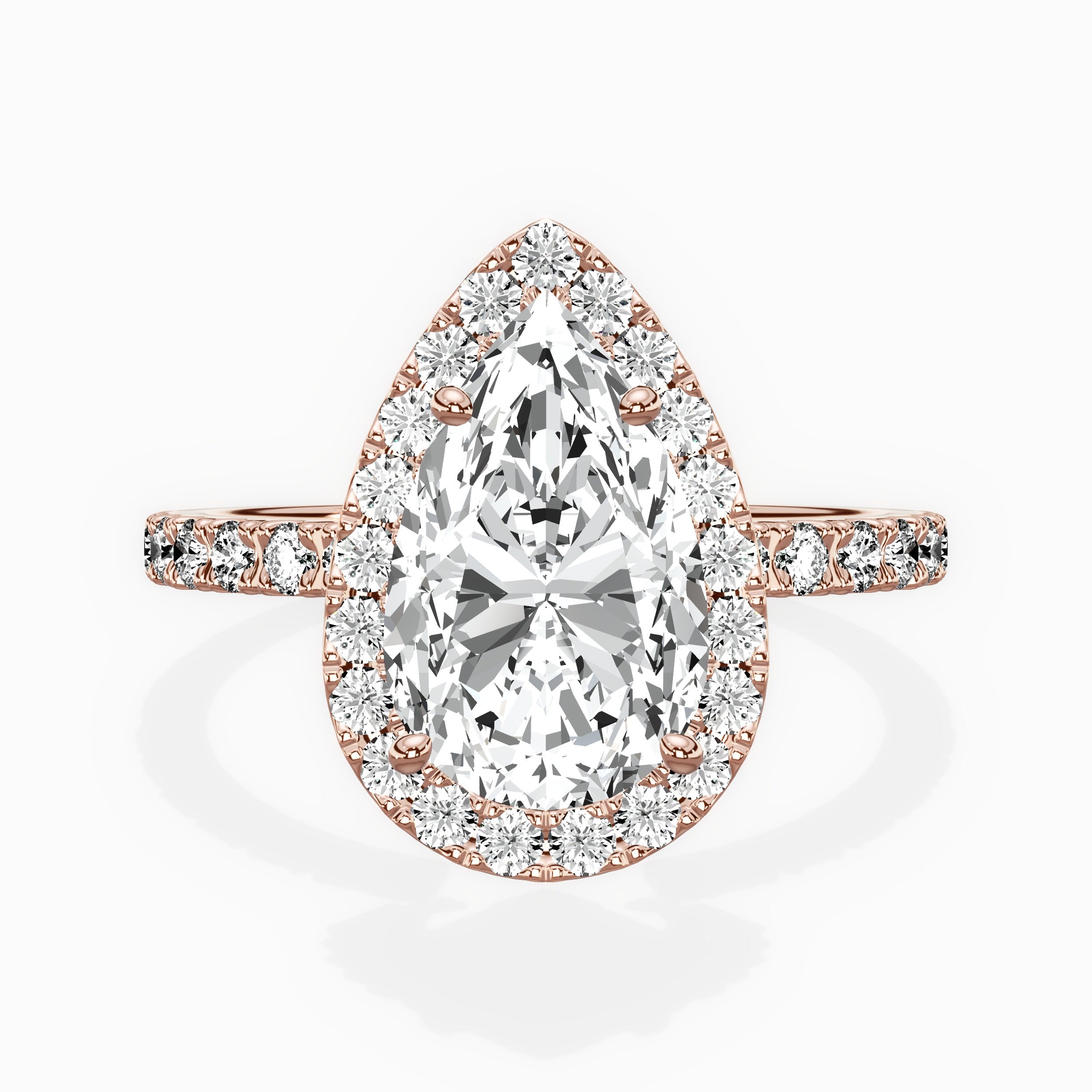 Traditional Halo Pave Engagement Ring