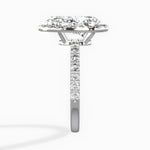 Traditional Halo Pave Pear Engagement Ring in White Gold