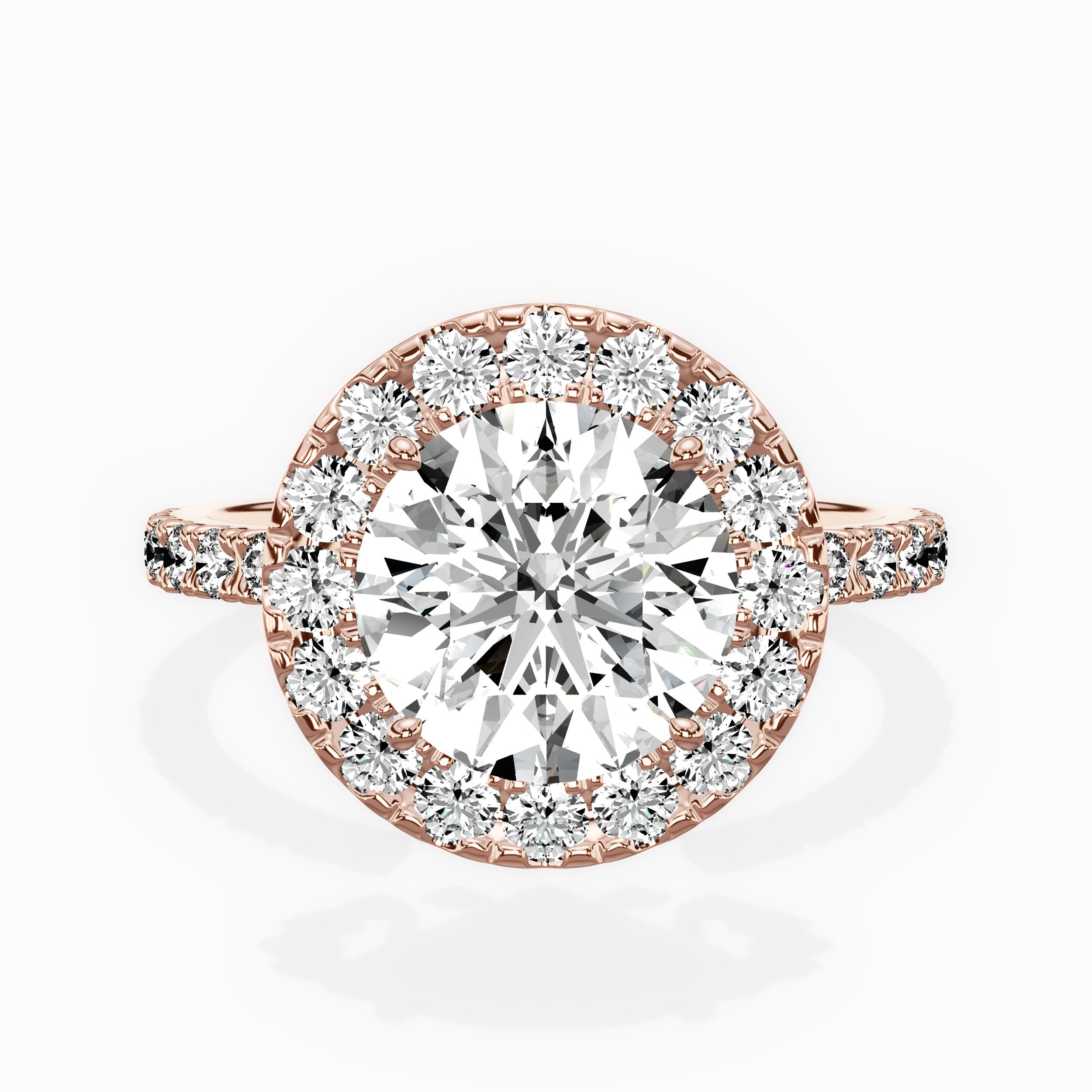 Traditional Halo Pave Engagement Ring
