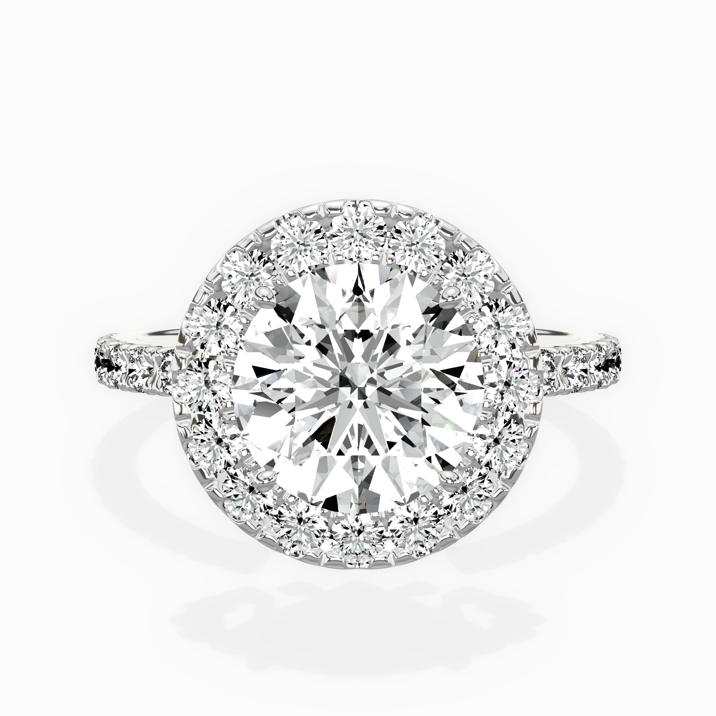 Traditional Halo Pave Engagement Ring
