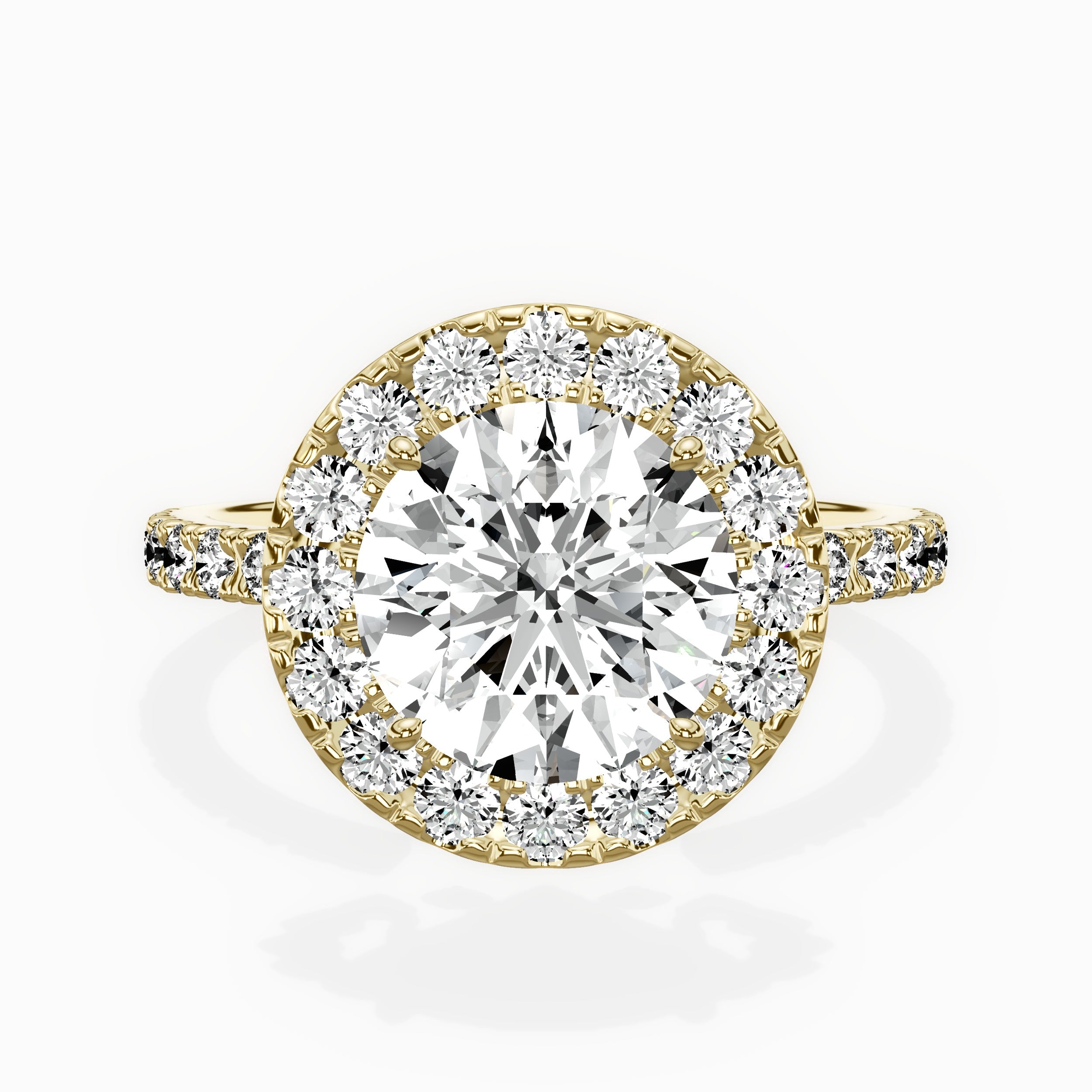 Traditional Halo Pave Engagement Ring