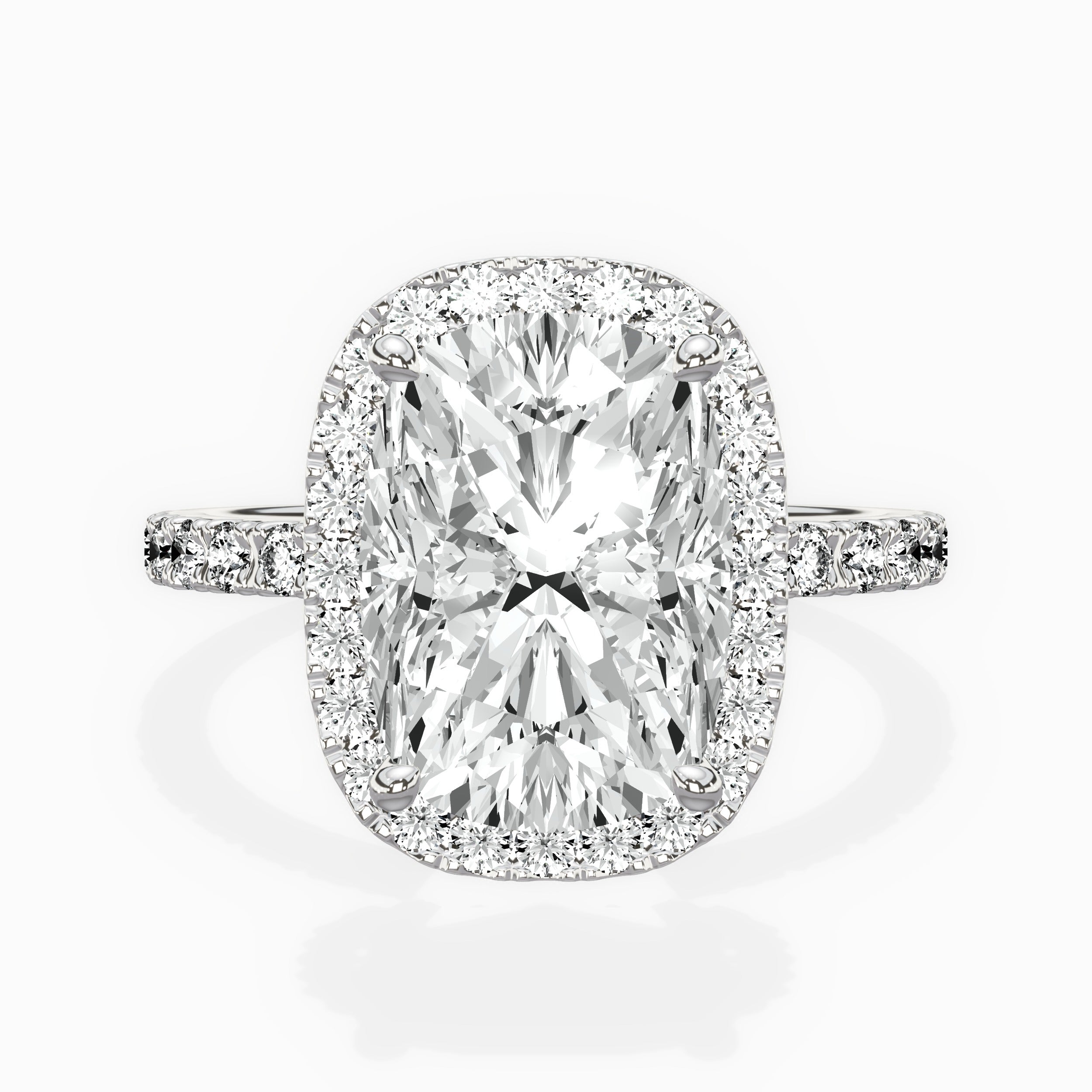 Traditional Halo Pave Engagement Ring