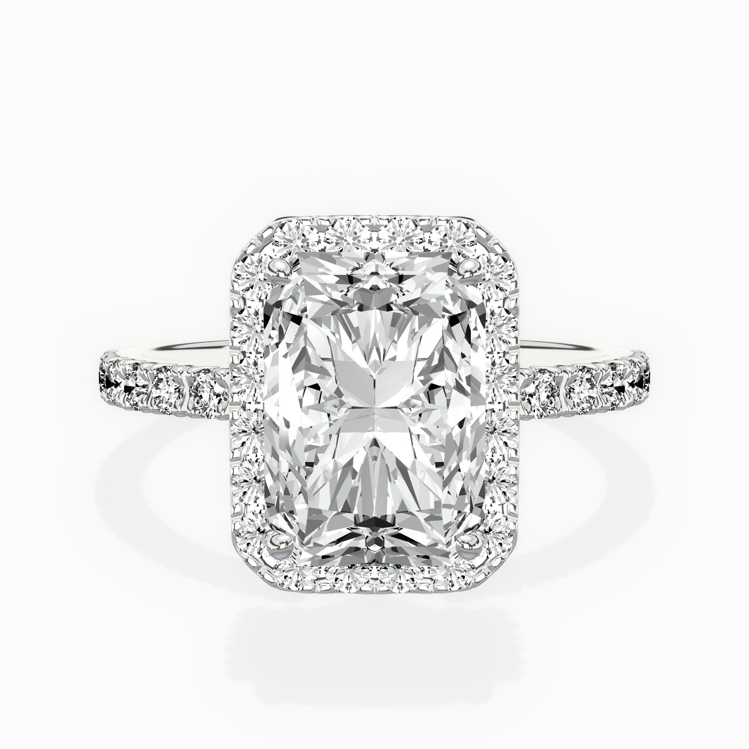 Traditional Halo Pave Engagement Ring