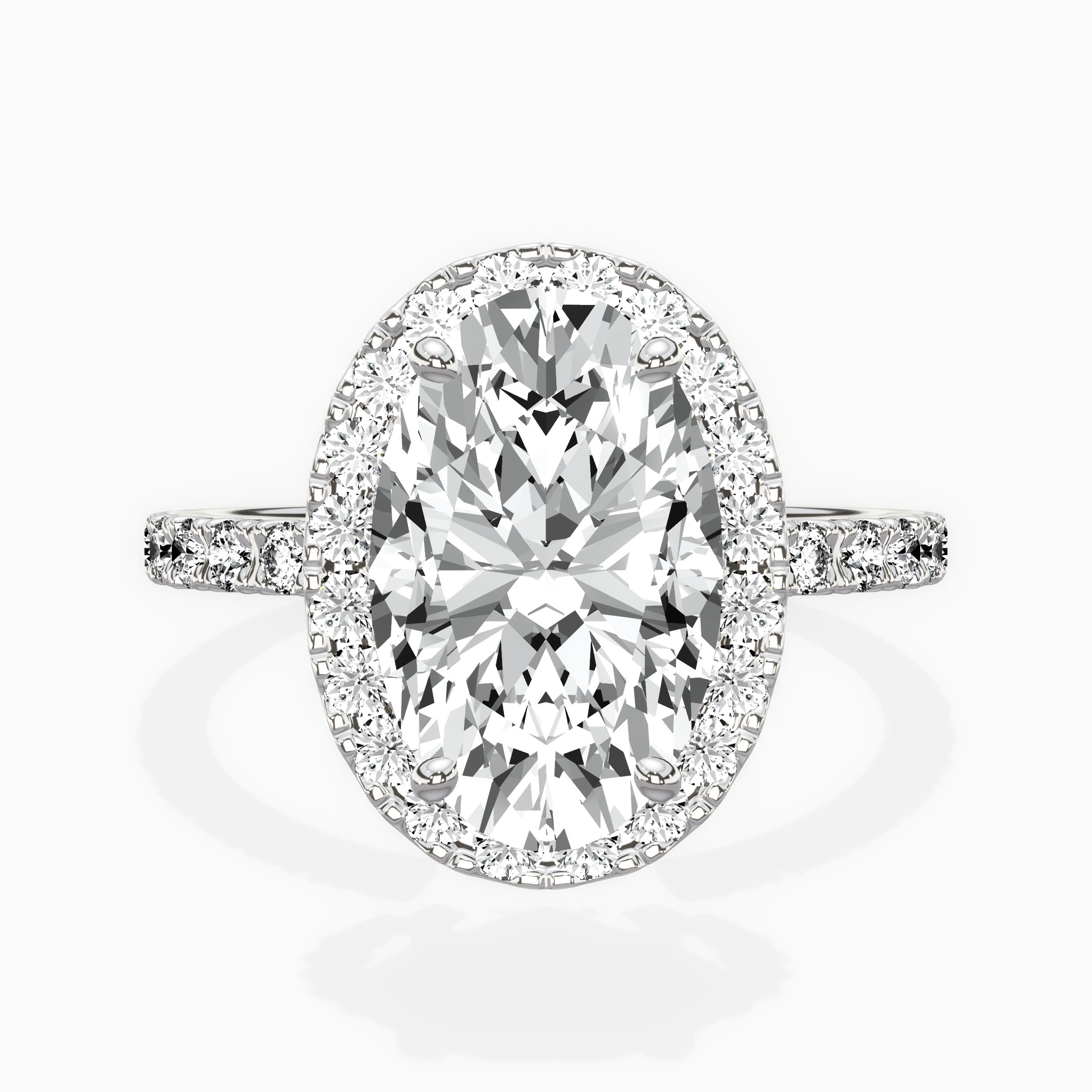 Traditional Halo Pave Engagement Ring
