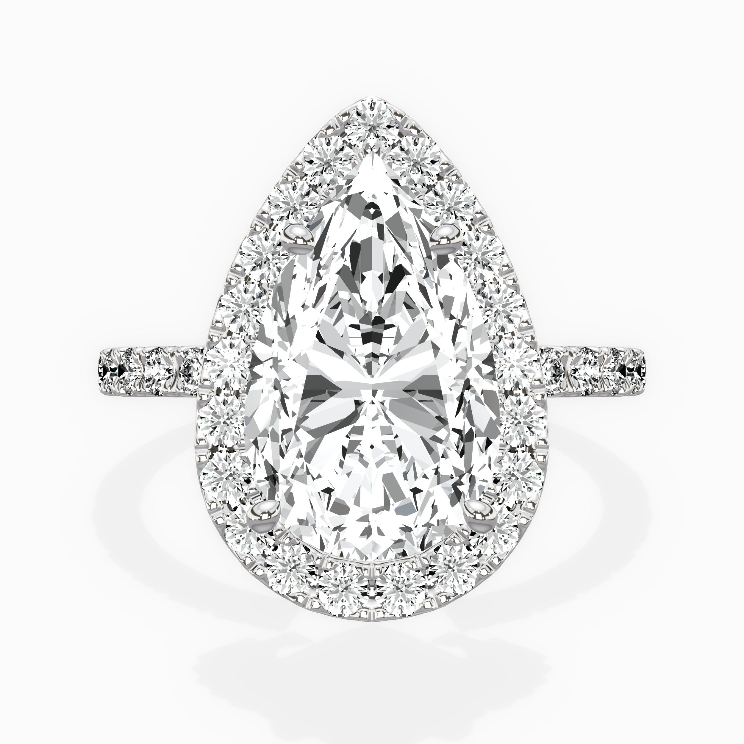 Traditional Halo Pave Engagement Ring