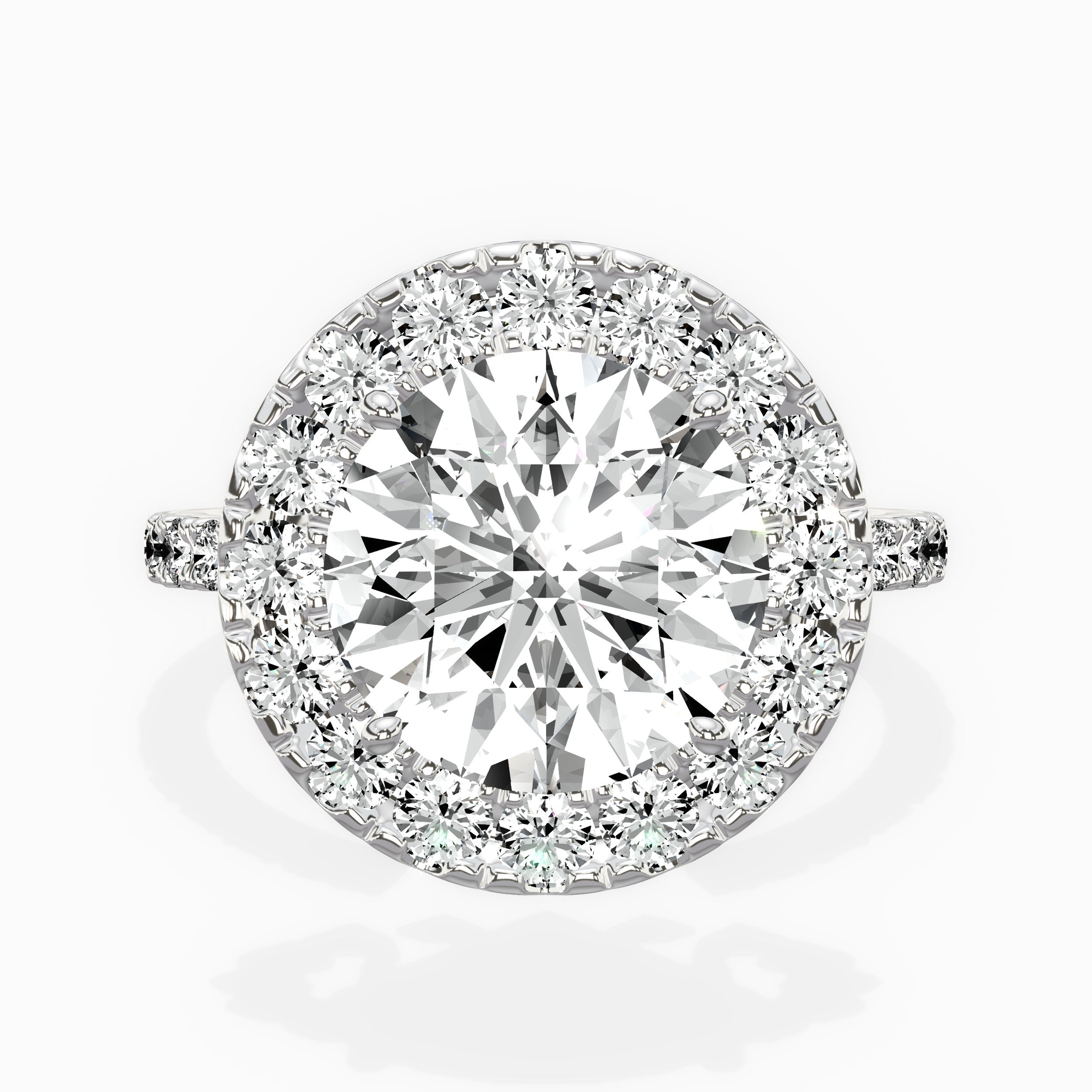 Traditional Halo Pave Engagement Ring