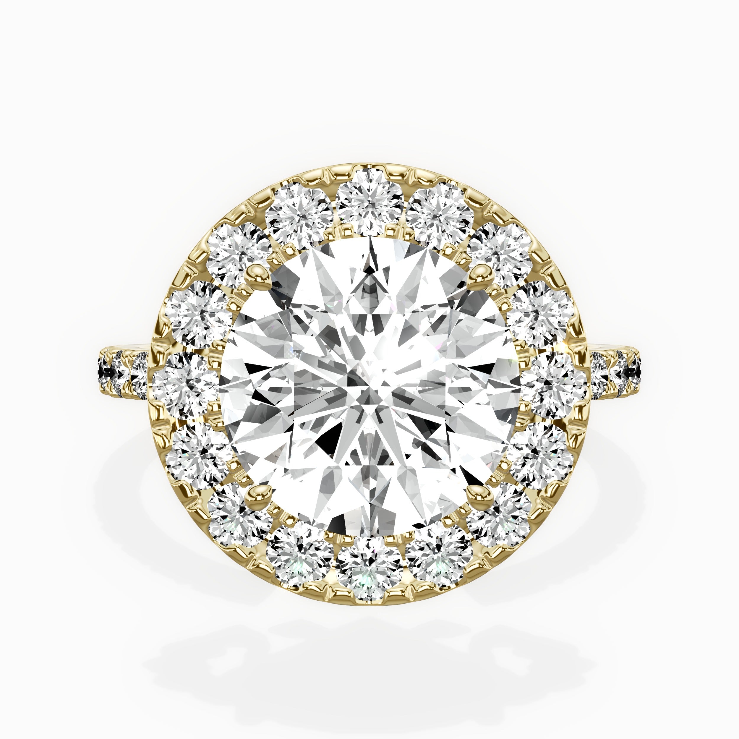 Traditional Halo Pave Engagement Ring
