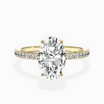 Fortuna Hidden Halo Oval Engagement Ring in Yellow Gold