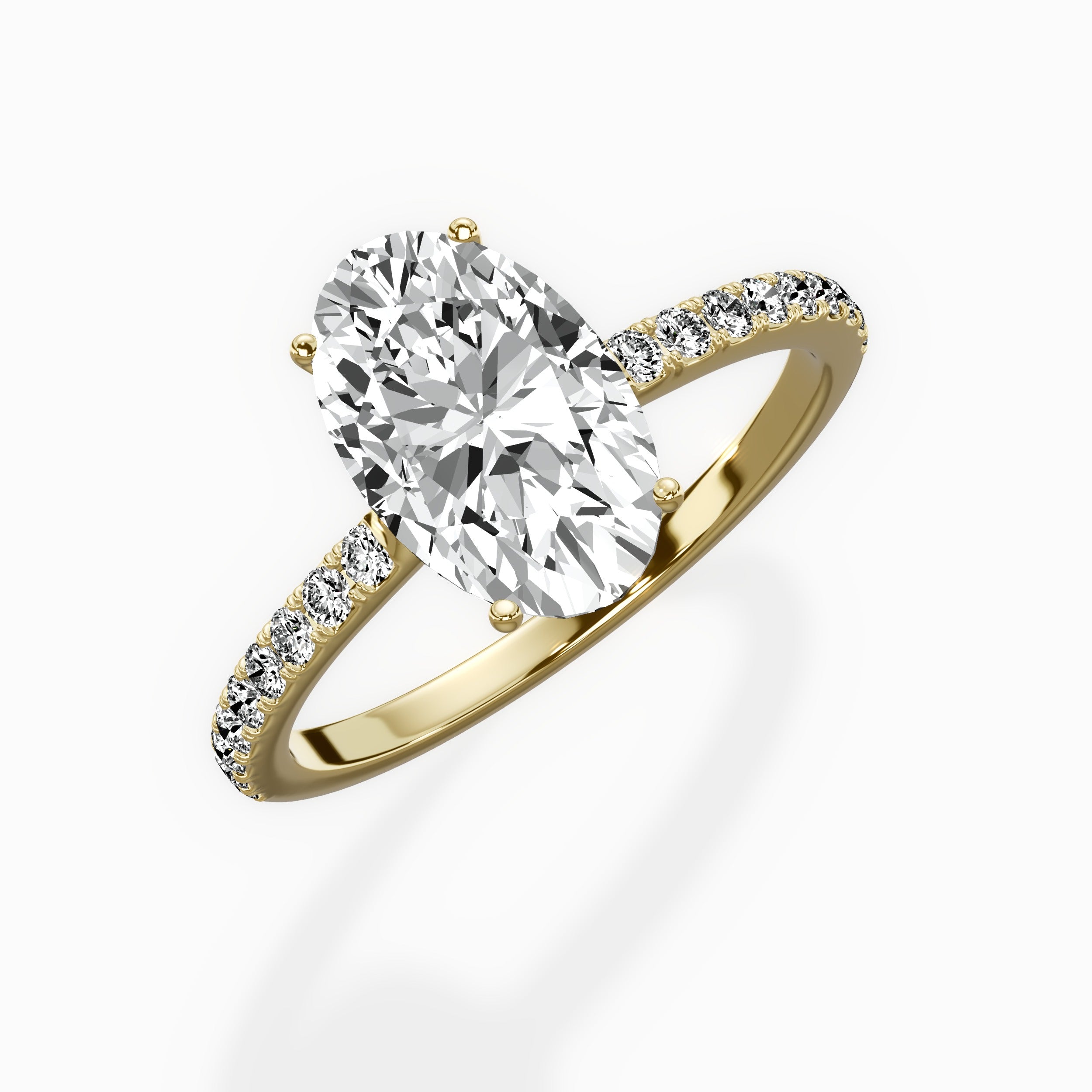 Fortuna Hidden Halo Oval Engagement Ring in Yellow Gold