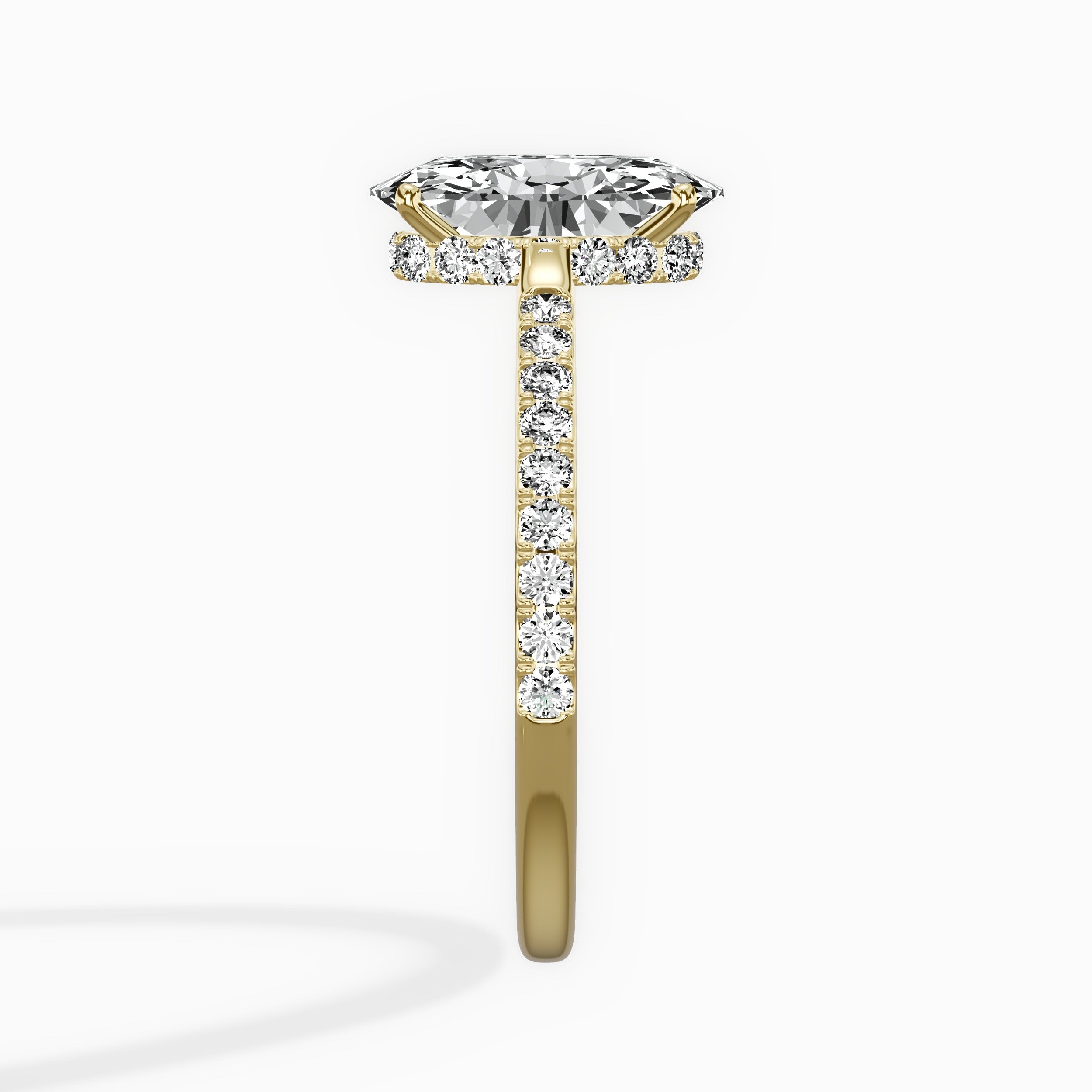 Fortuna Hidden Halo Oval Engagement Ring in Yellow Gold