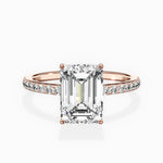Fortuna Hidden Halo Emerald Engagement Ring in Rose Gold
