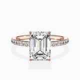 Fortuna Hidden Halo Emerald Engagement Ring in Rose Gold