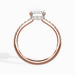 Fortuna Hidden Halo Emerald Engagement Ring in Rose Gold