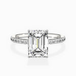 Fortuna Hidden Halo Emerald Engagement Ring in White Gold