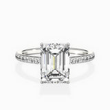 Fortuna Hidden Halo Emerald Engagement Ring in White Gold