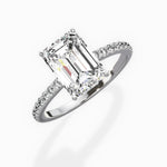 Fortuna Hidden Halo Emerald Engagement Ring in White Gold