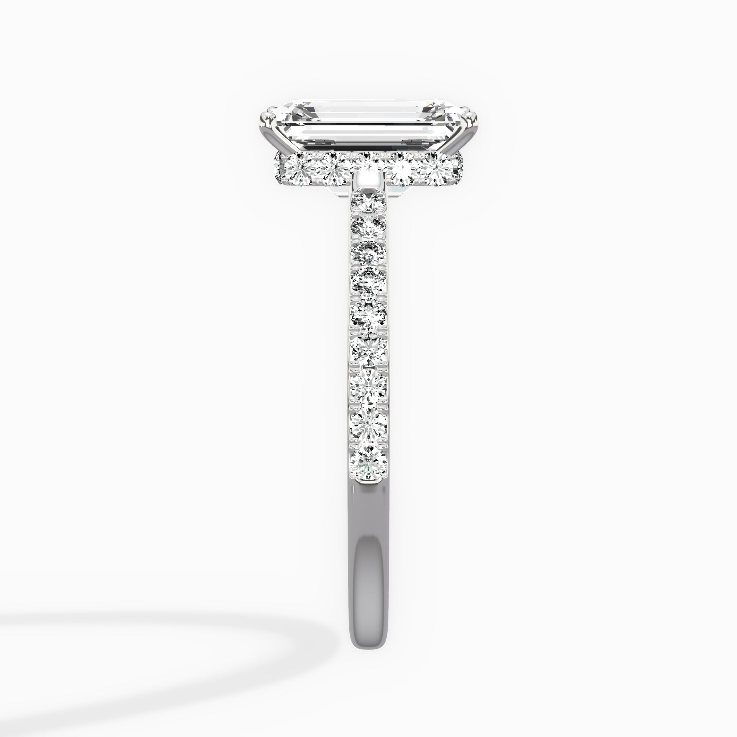 Fortuna Hidden Halo Emerald Engagement Ring in White Gold