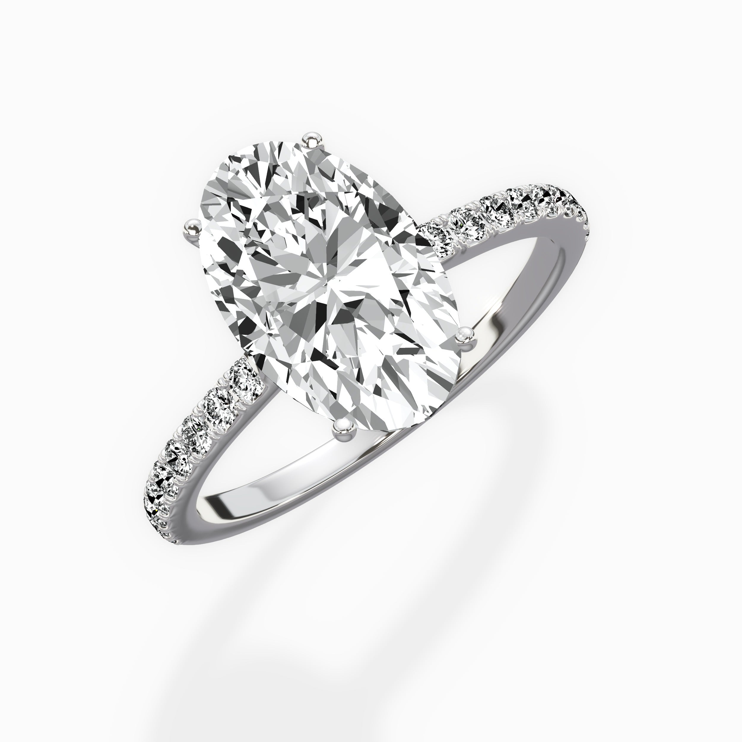 Fortuna Hidden Halo Oval Engagement Ring in White Gold