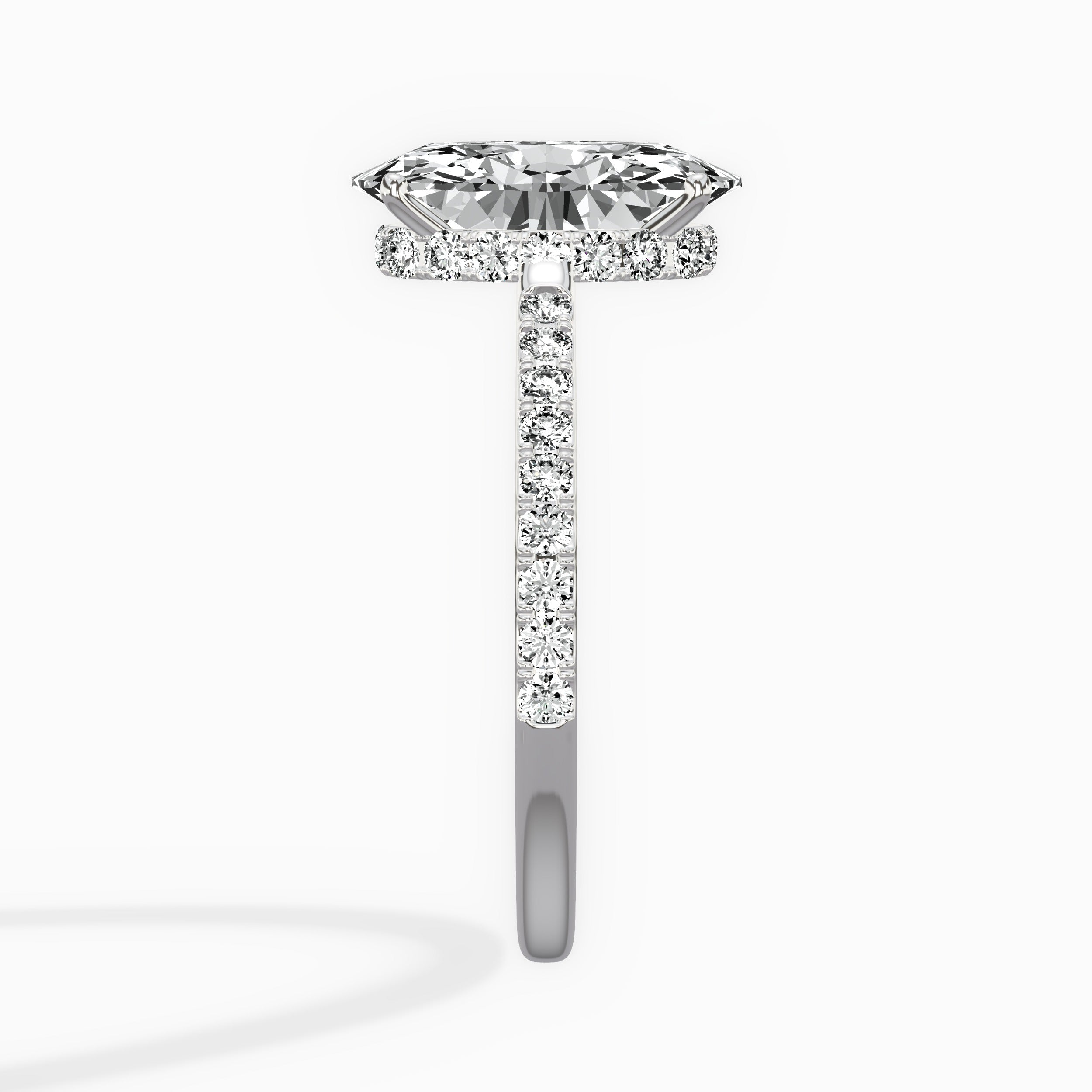 Fortuna Hidden Halo Oval Engagement Ring in White Gold