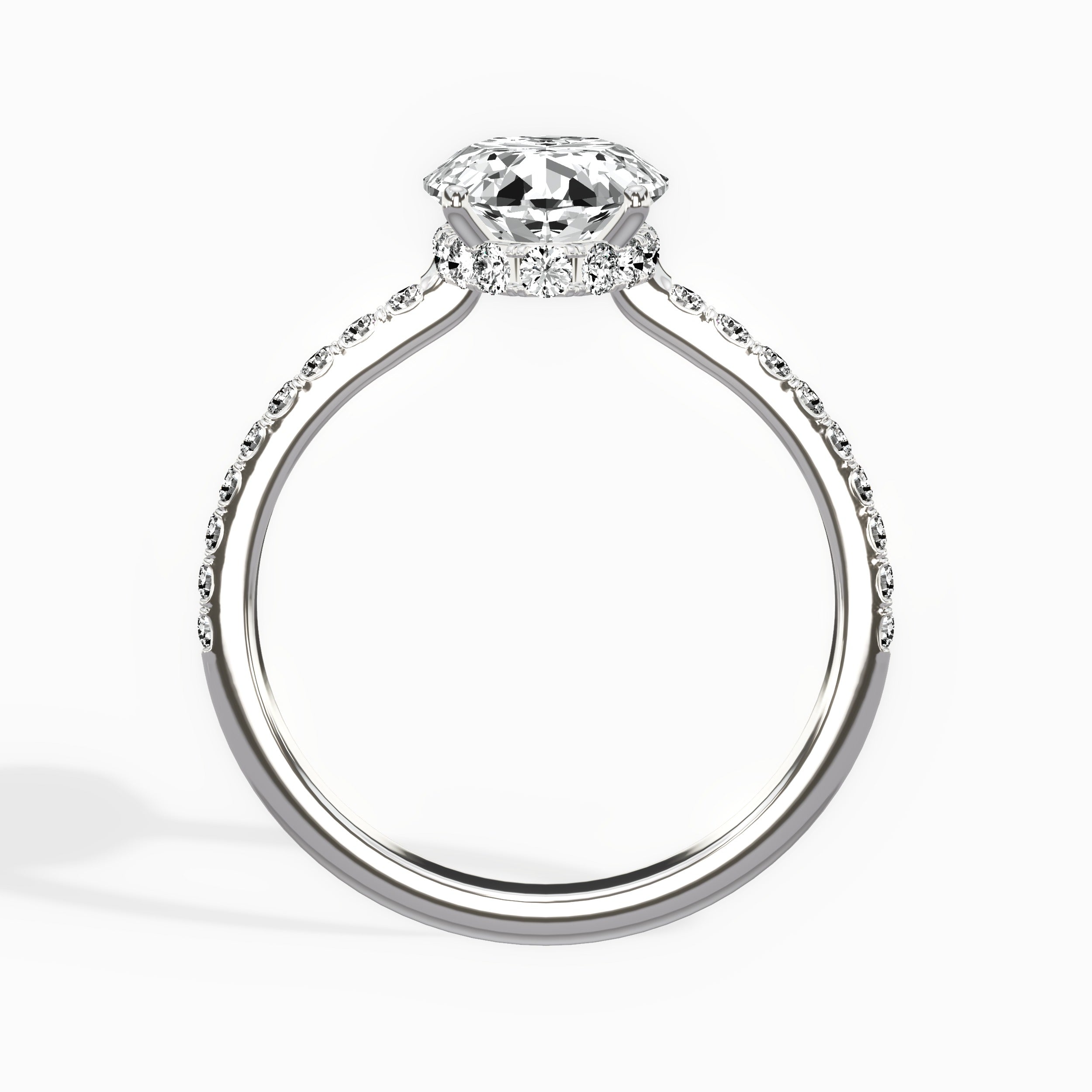Fortuna Hidden Halo Oval Engagement Ring in White Gold