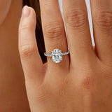 Fortuna Hidden Halo Oval Engagement Ring in White Gold