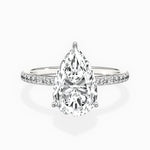 Fortuna Hidden Halo Pear Engagement Ring in White Gold