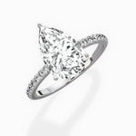 Fortuna Hidden Halo Pear Engagement Ring in White Gold