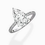 Fortuna Hidden Halo Pear Engagement Ring in White Gold