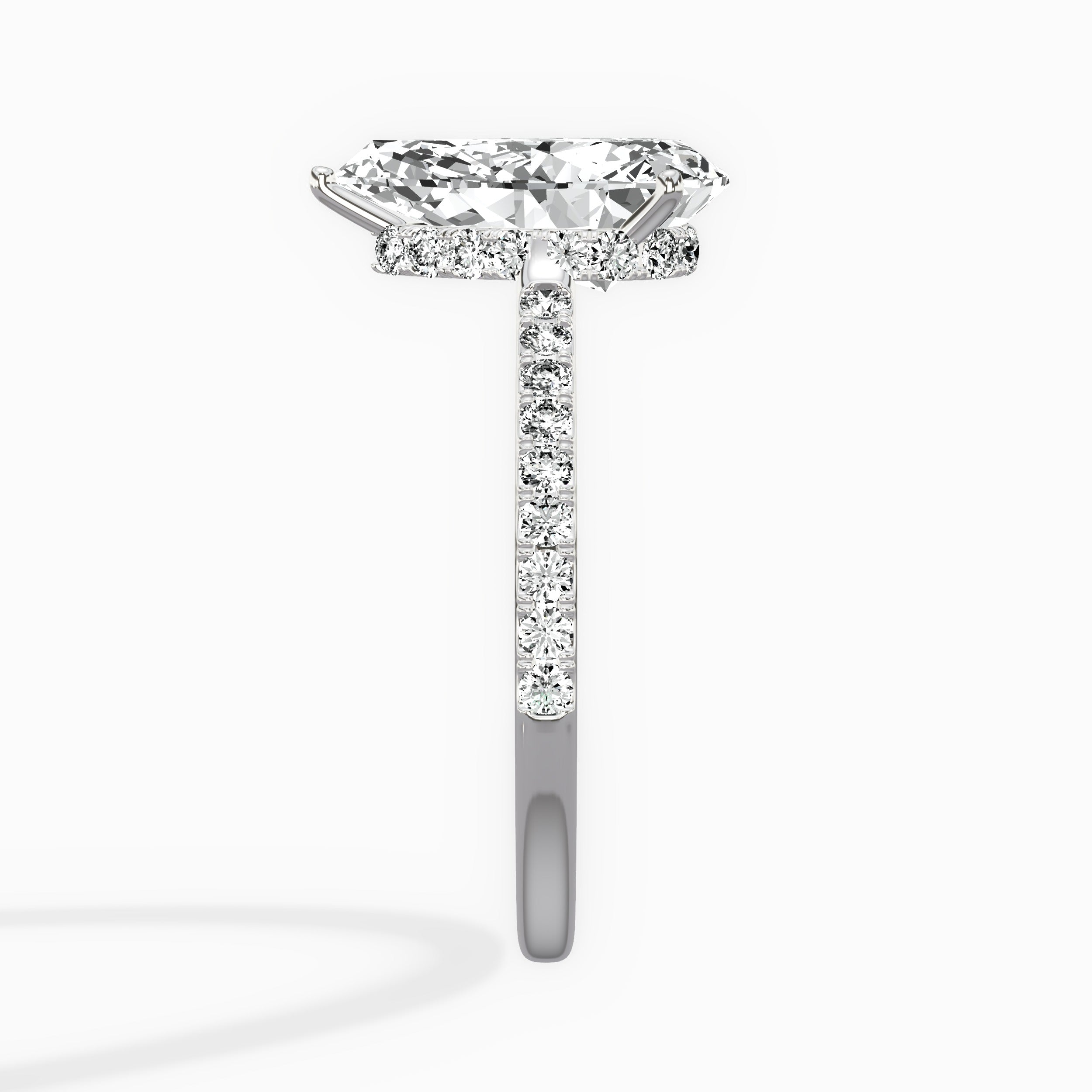 Fortuna Hidden Halo Pear Engagement Ring in White Gold