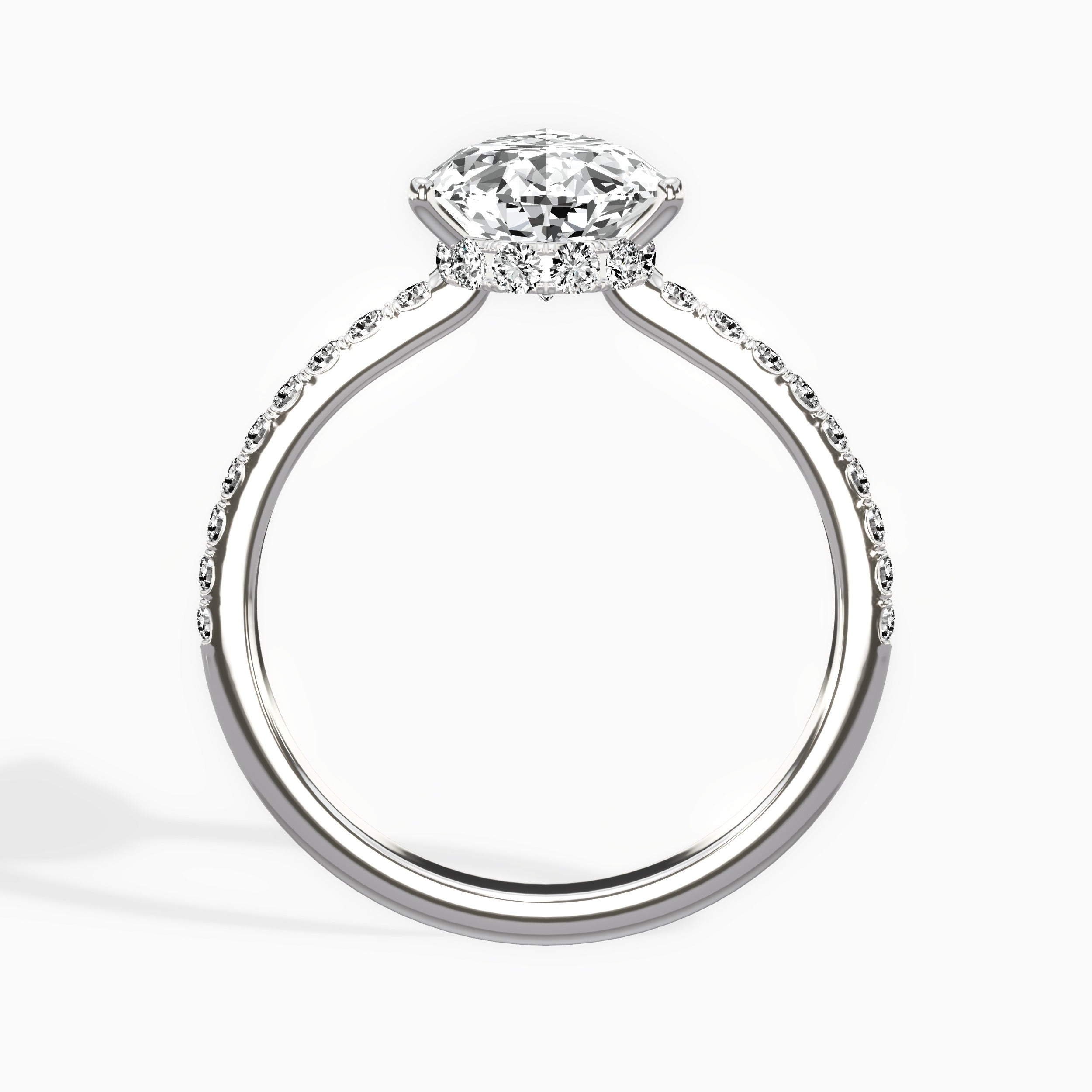 Fortuna Hidden Halo Pear Engagement Ring in White Gold