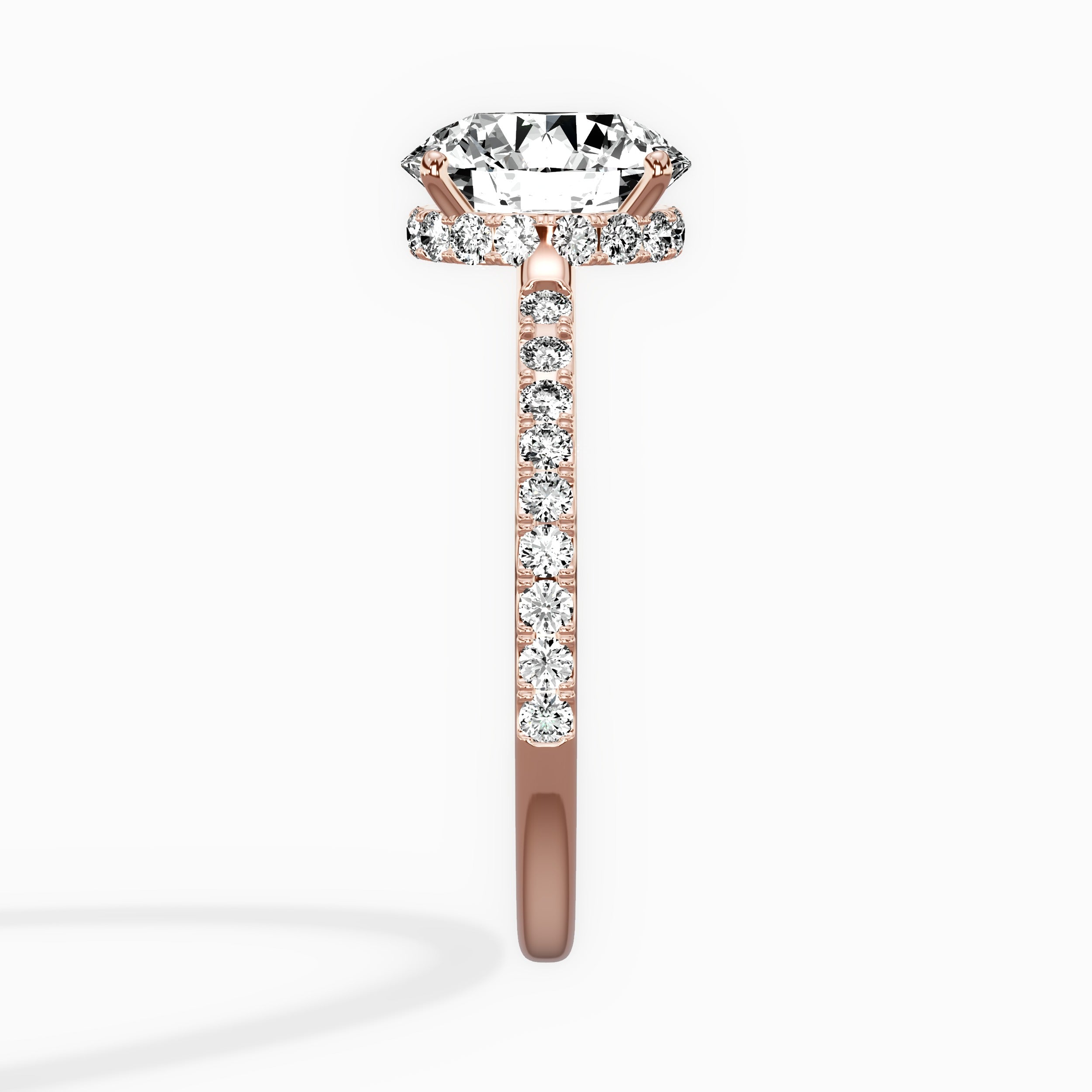 Fortuna Hidden Halo Round Engagement Ring in Rose Gold