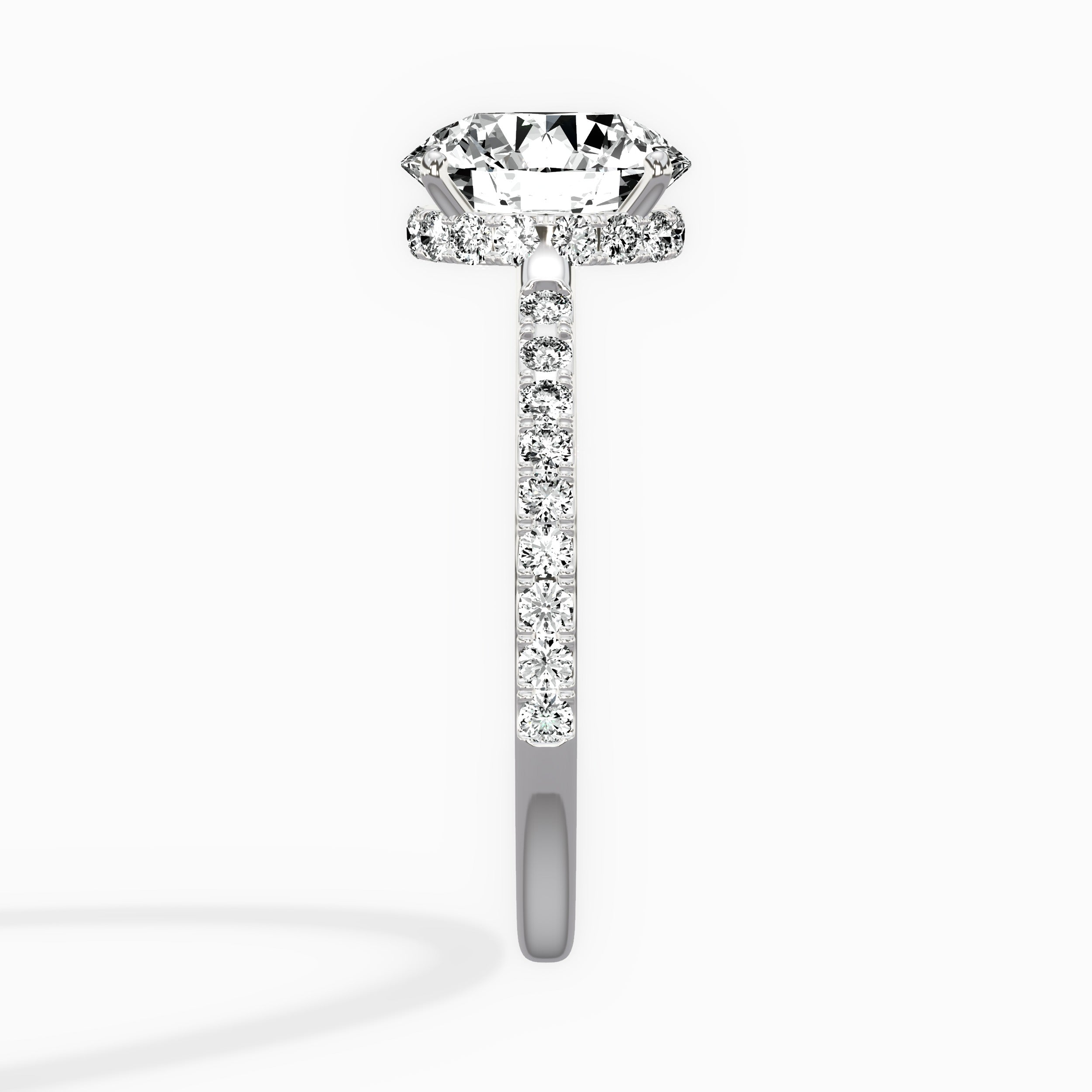 Fortuna Hidden Halo Round Engagement Ring in White Gold