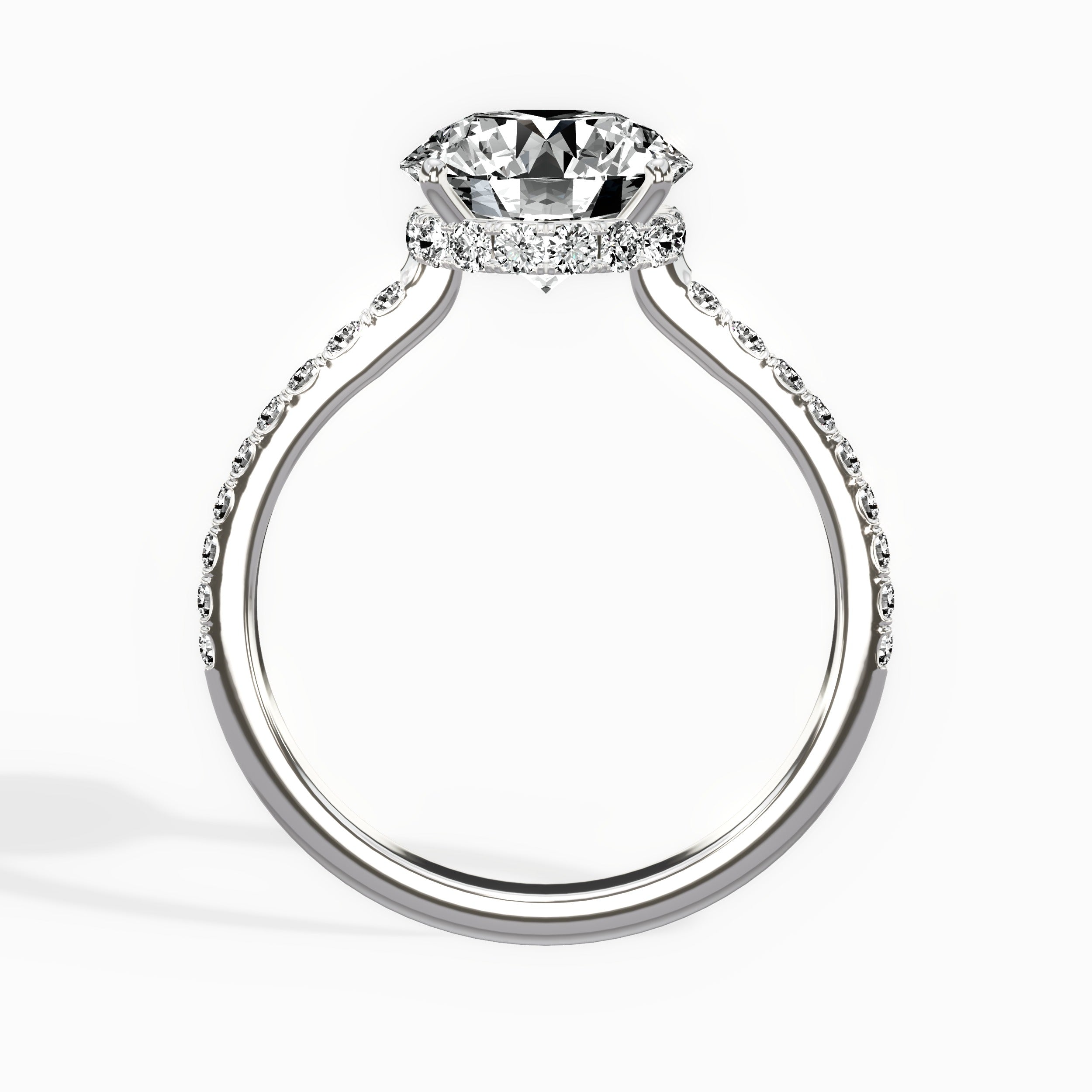 Fortuna Hidden Halo Round Engagement Ring in White Gold