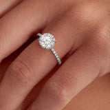 Fortuna Hidden Halo Round Engagement Ring in White Gold
