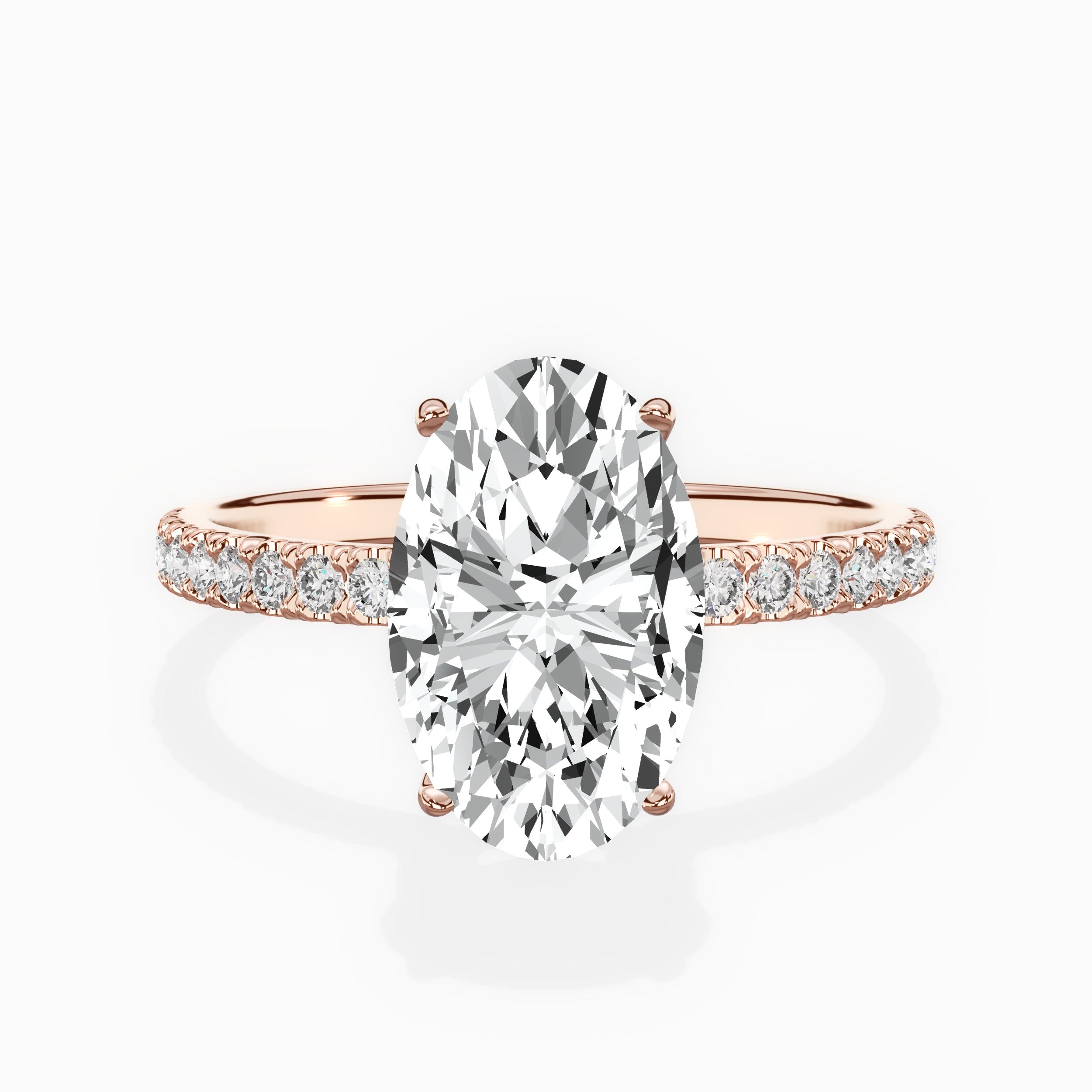 Alluring Hidden Halo Oval Engagement Ring in Rose Gold