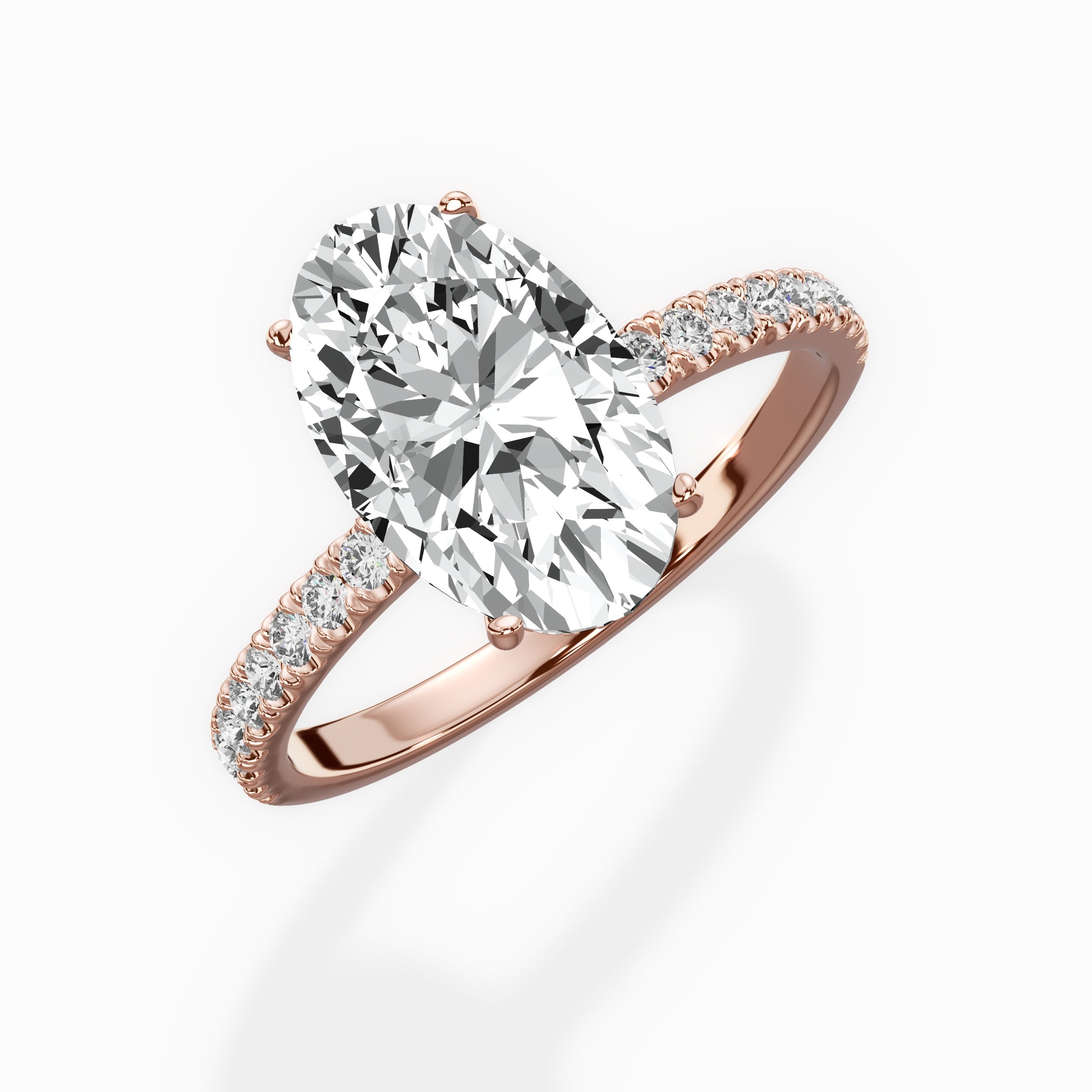 Alluring Hidden Halo Oval Engagement Ring in Rose Gold