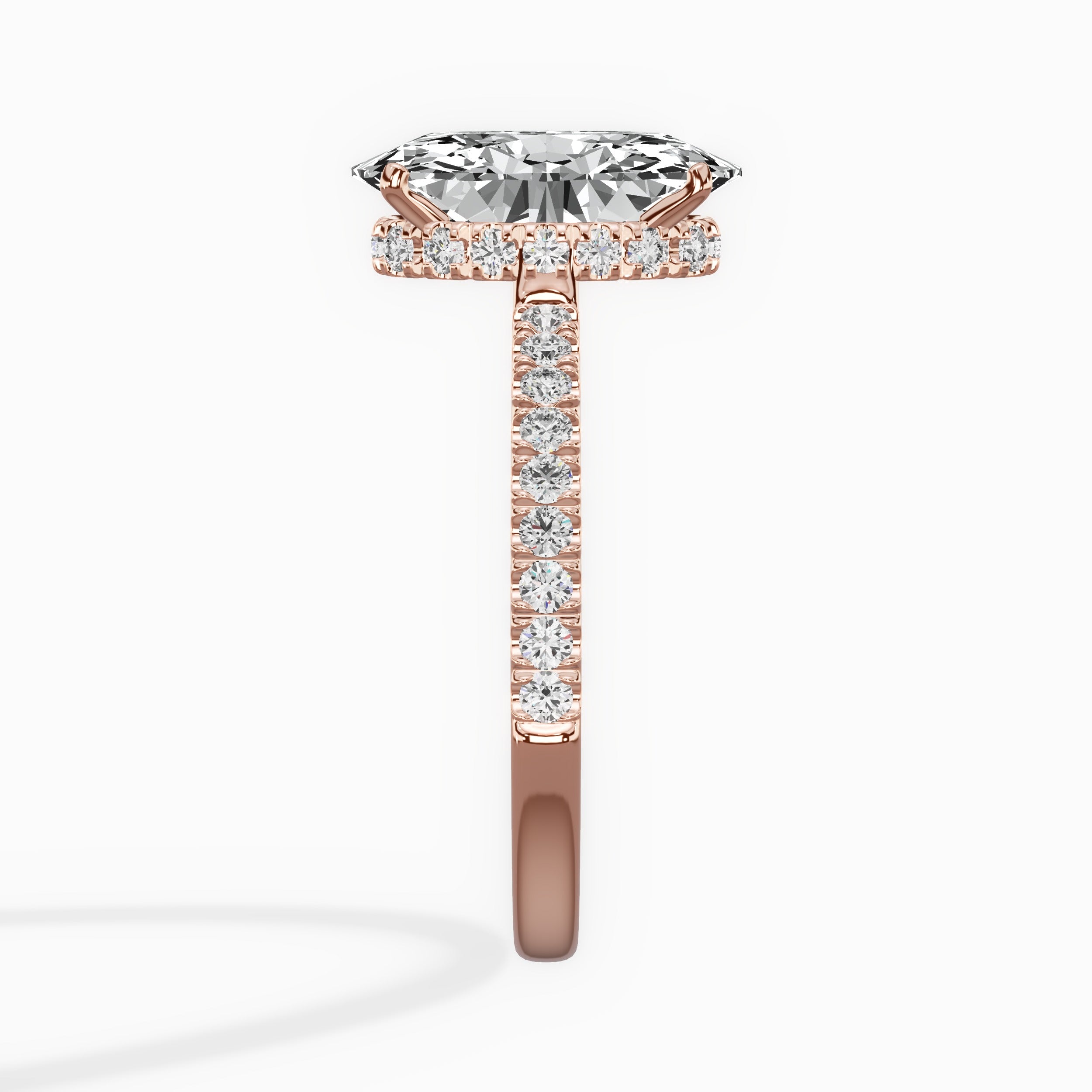 Alluring Hidden Halo Oval Engagement Ring in Rose Gold