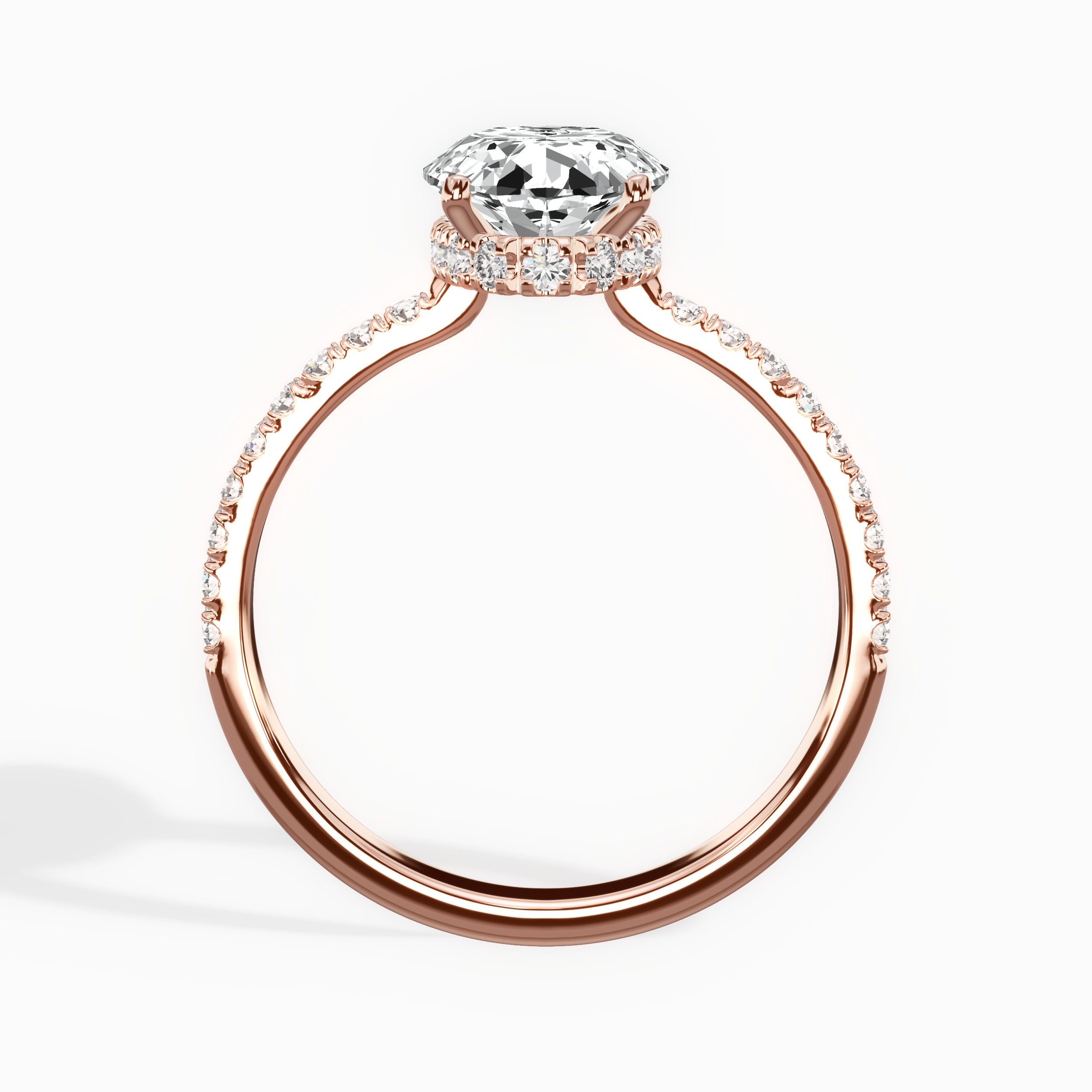 Alluring Hidden Halo Oval Engagement Ring in Rose Gold