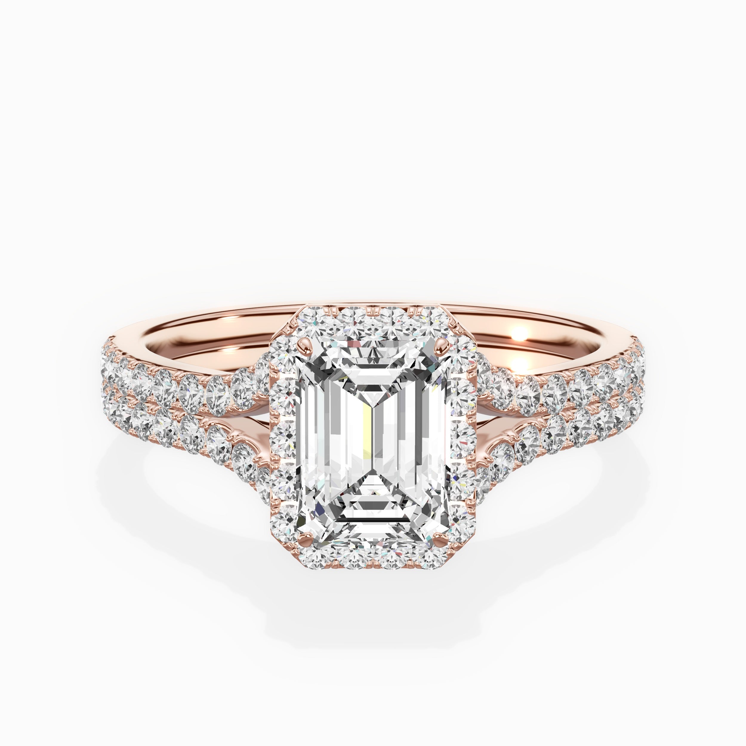 Split Shank Hidden Halo Engagement Ring